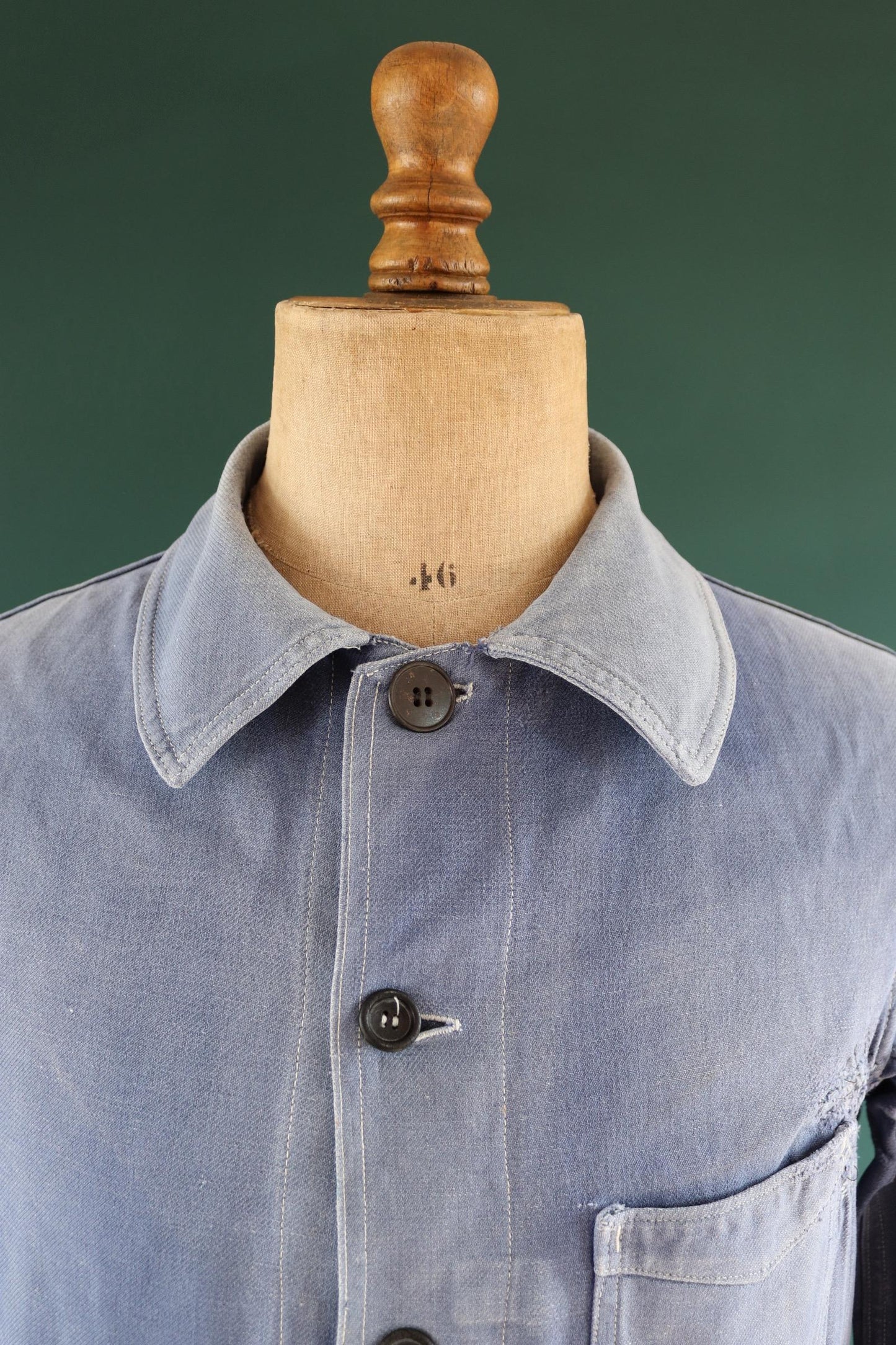 Vintage French blue workwear jacket - 1960s cotton twill - 43” chest - bleu de travail