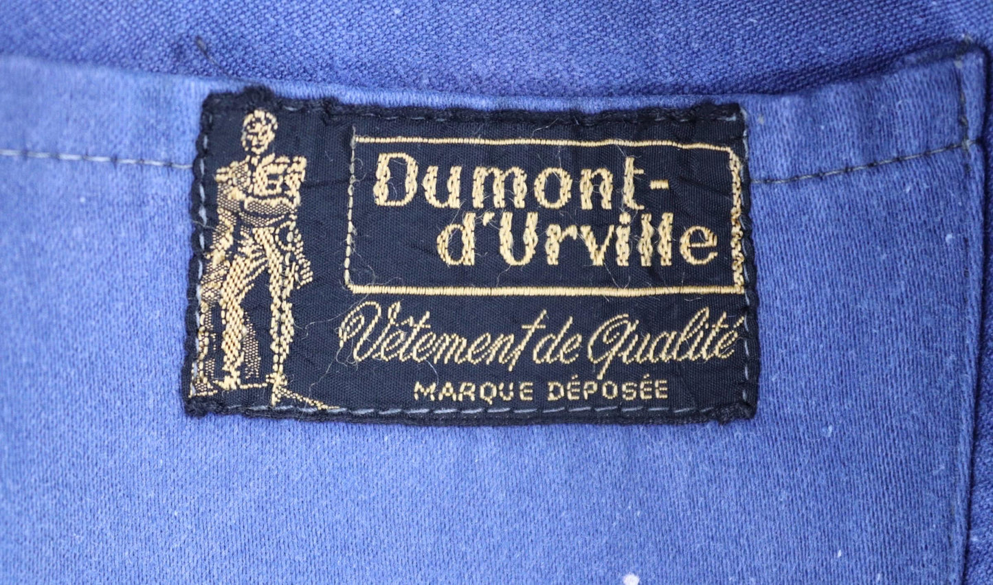 Vintage French blue moleskin workwear jacket - sun faded chore coat - 41” chest - bleu de travail