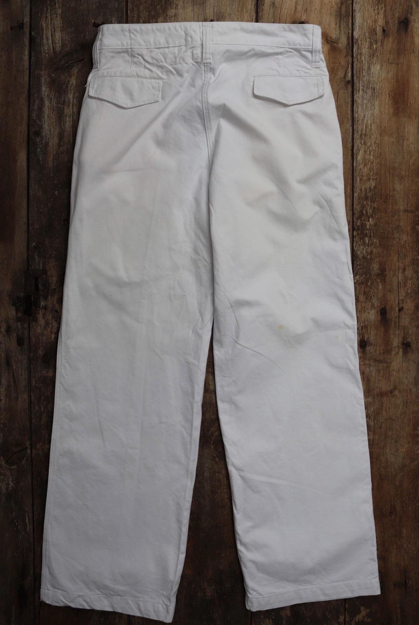 Vintage French white cotton naval trousers - 1970s wide leg pants - Marine Nationale - 33” x 31” - riviera beach
