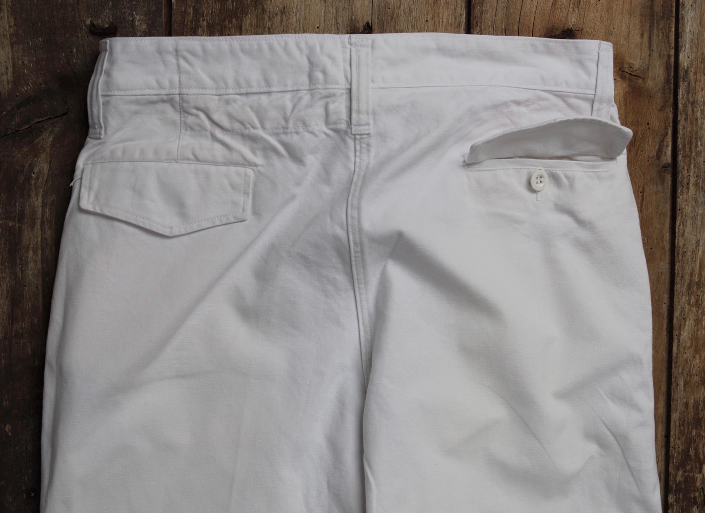Vintage French white cotton naval trousers - 1970s wide leg pants - Marine Nationale - 33” x 31” - riviera beach