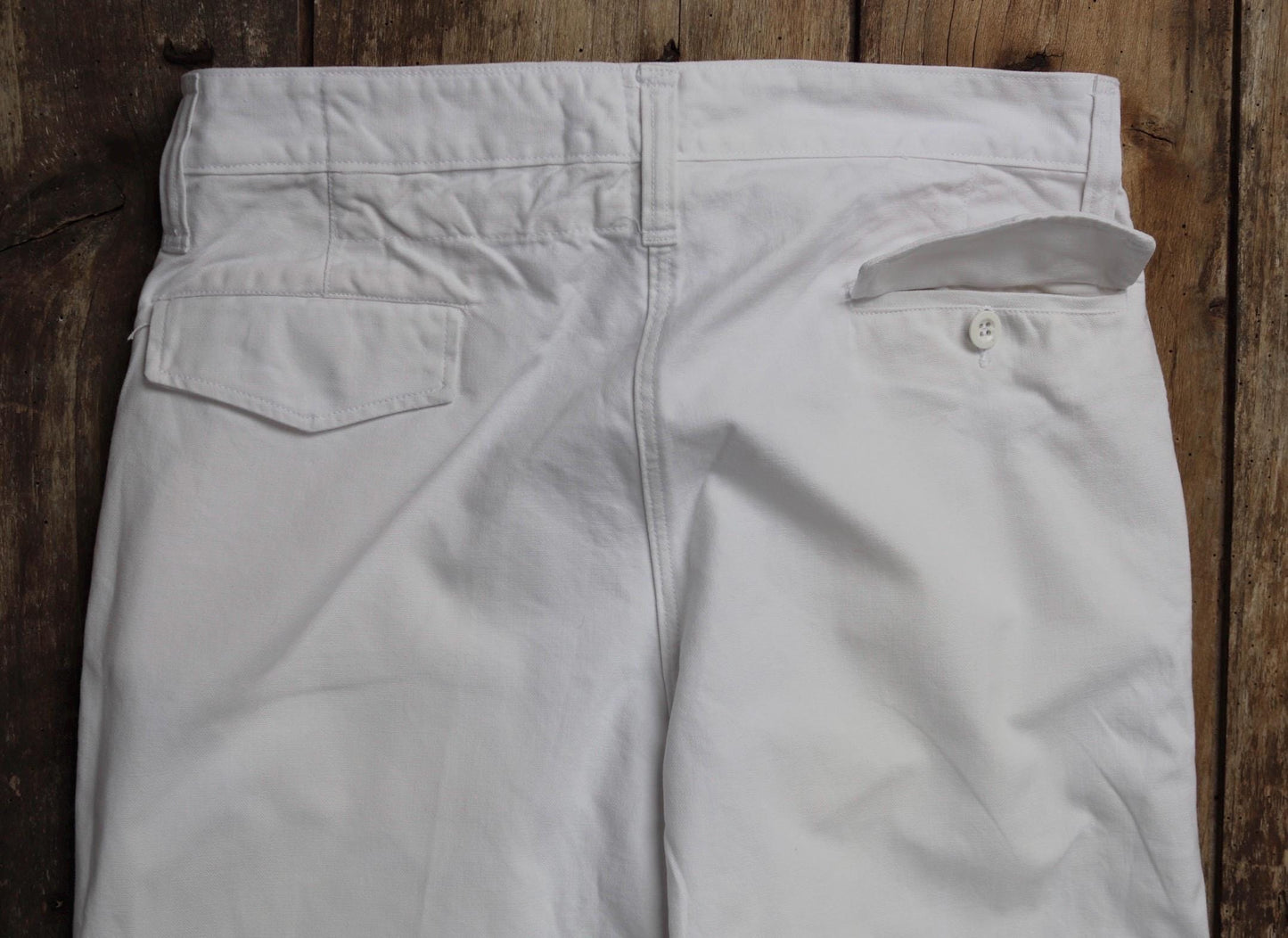 Vintage French white cotton naval trousers - 1970s wide leg pants - Marine Nationale - 33” x 31” - riviera beach