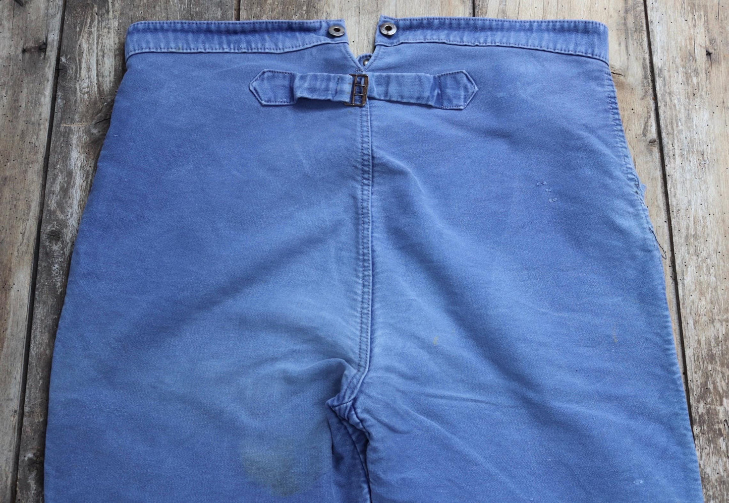 Vintage 1950s French workwear trousers - Le Mont St Michel chore pants - blue moleskin - 39” x 26”