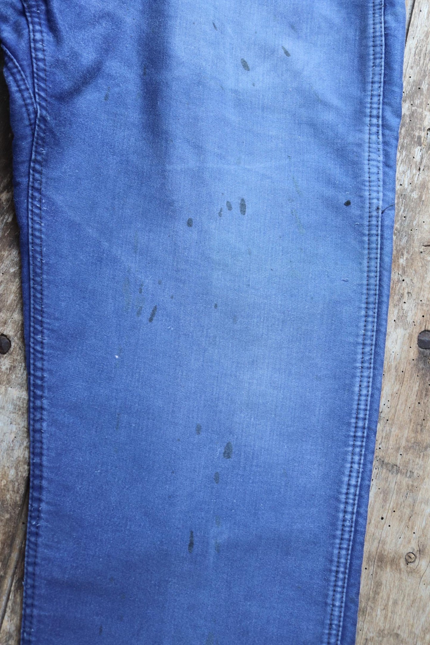 Vintage 1950s 60s French indigo blue moleskin cotton workwear trousers - chore pants - 32” x 26”