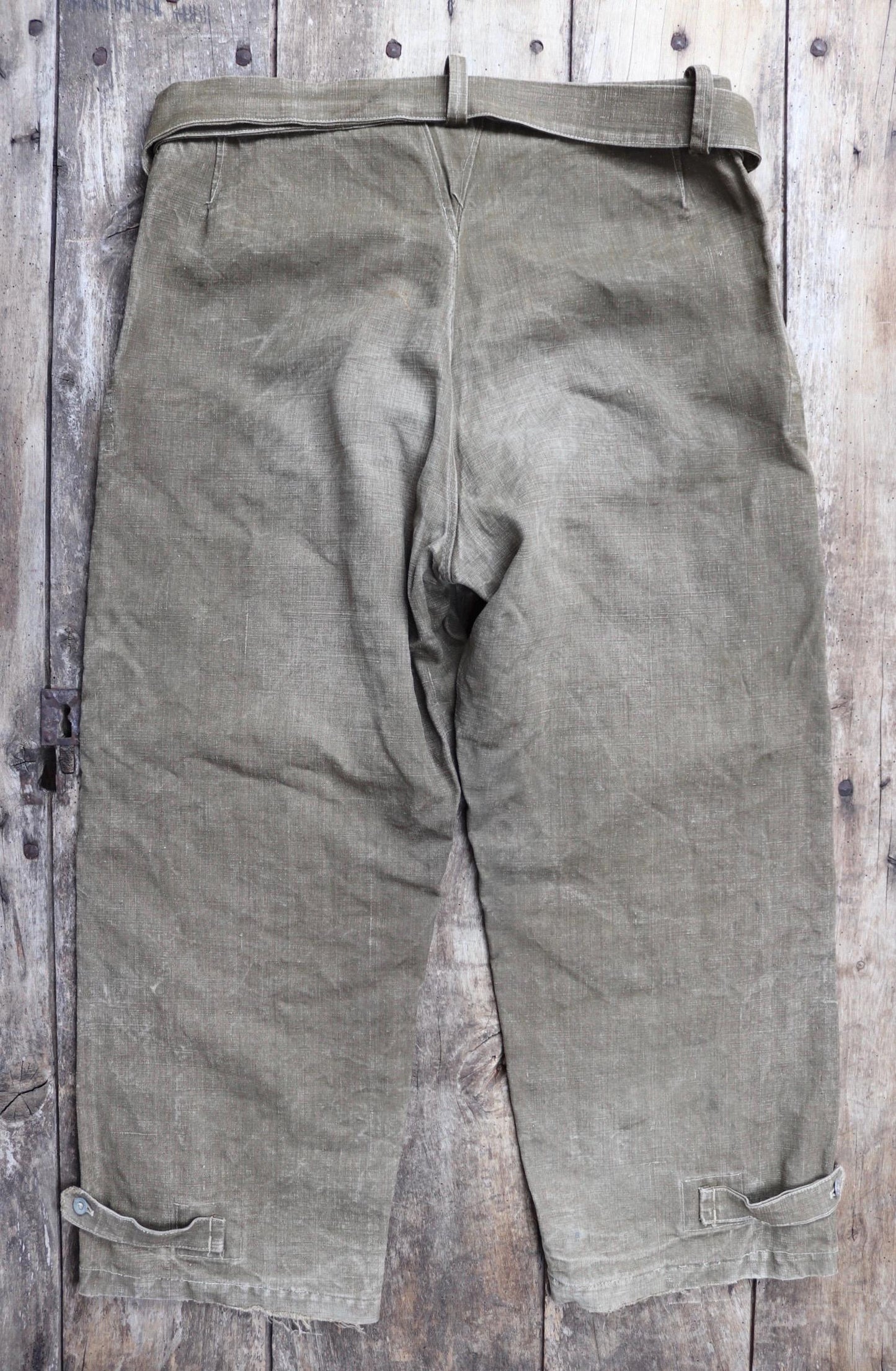 Vintage 1930s French linen M38 dispatch rider overalls - WW2 military trousers - 37” x 28”