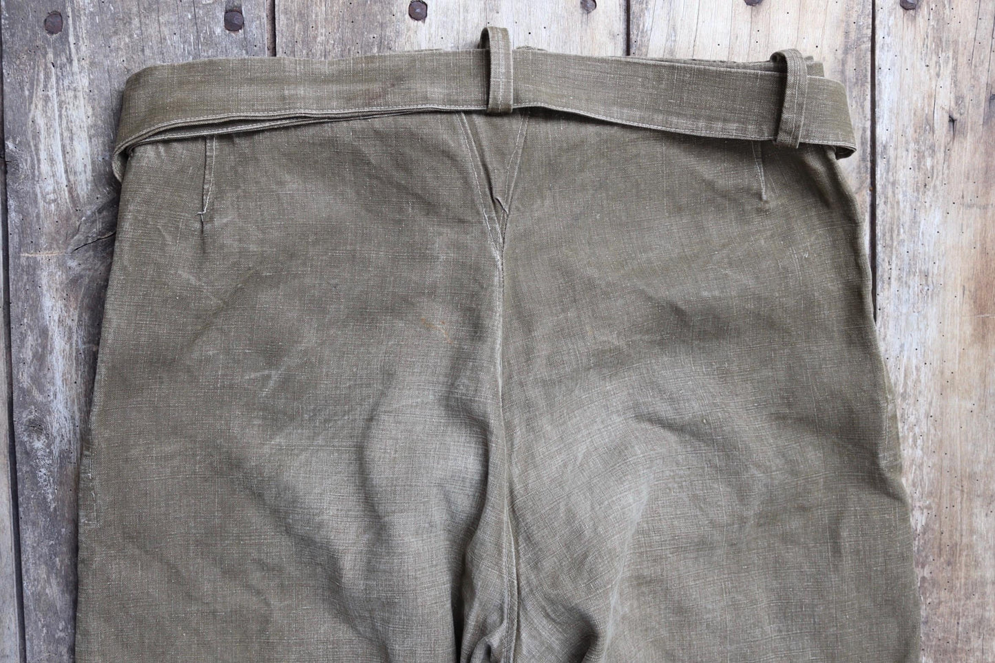 Vintage 1930s French linen M38 dispatch rider overalls - WW2 military trousers - 37” x 28”