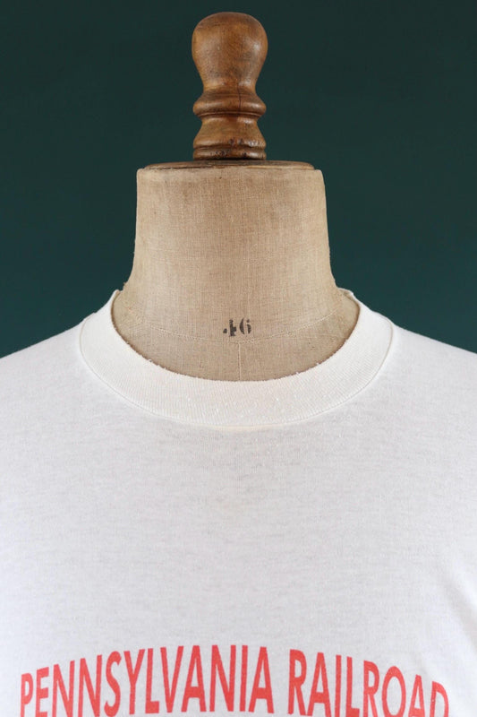 Vintage 1980s Pennsylvania railroad t shirt - train print - white tee - 44” chest