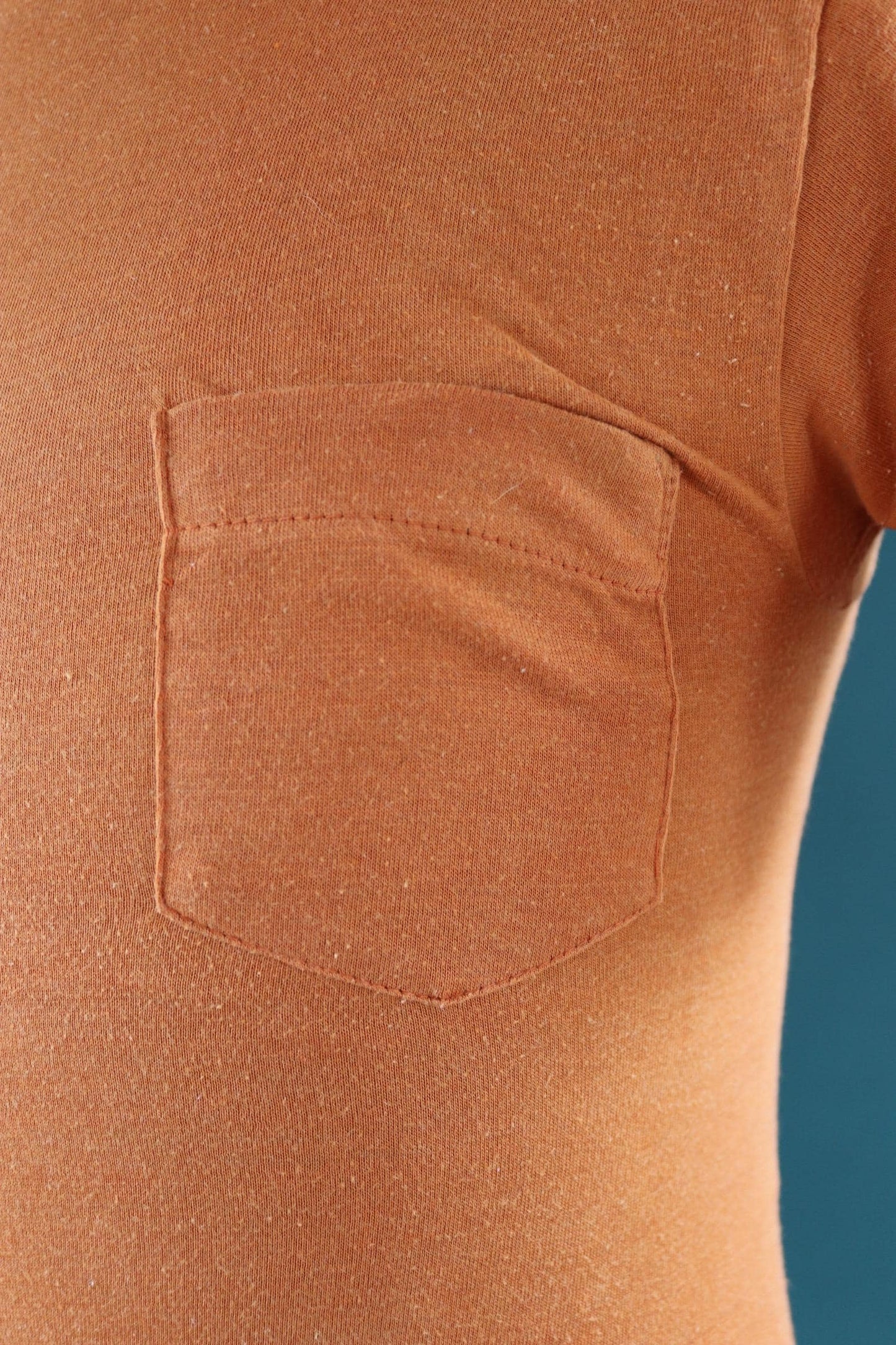 Vintage 1970s Healthknit pocket t shirt - rust orange tee - 32” chest
