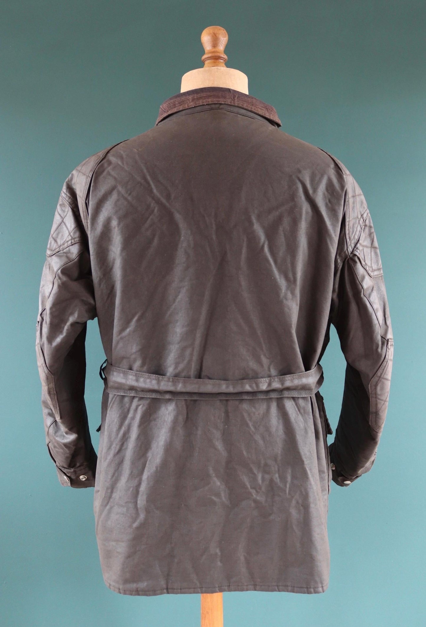 Vintage 1970s 80s black waxed cotton motorcycle jacket - 54" chest - motorcycle club patch