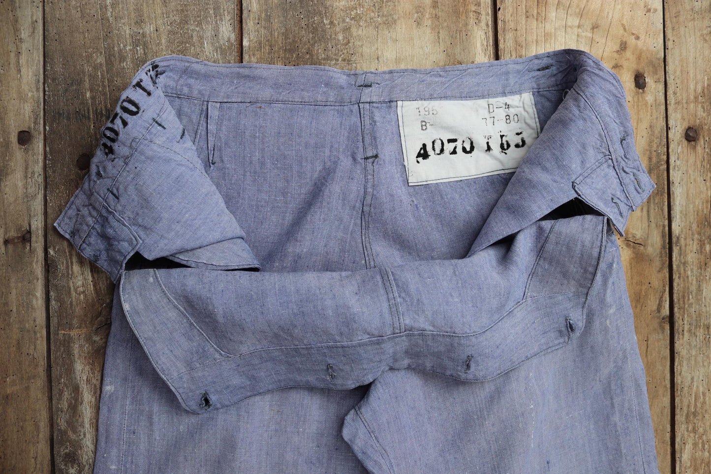Vintage 1950s French linen trousers - military workwear - sailor pants - wide leg - fall front - 29” x 27” - Marine Nationale