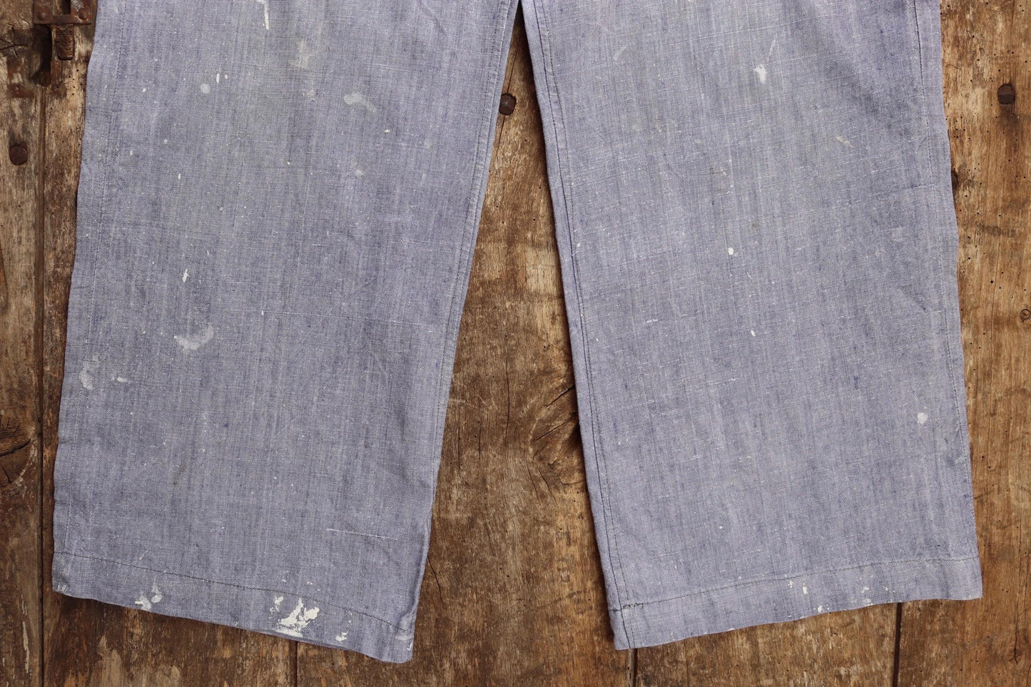 Vintage 1950s French linen trousers - military workwear - sailor pants - wide leg - fall front - 29” x 27” - Marine Nationale