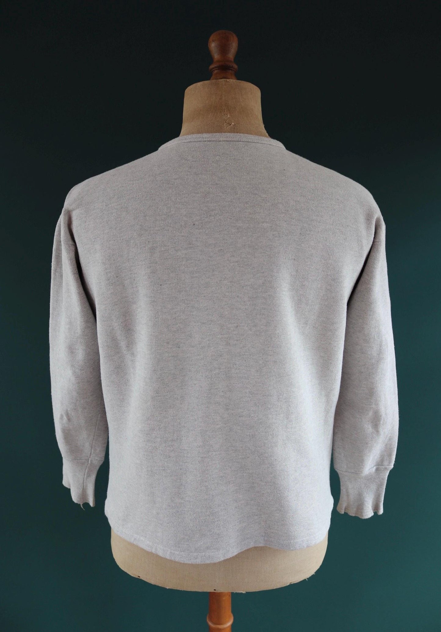 Vintage 1960s French military undershirt - army sweatshirt - Henley shirt - 43" chest
