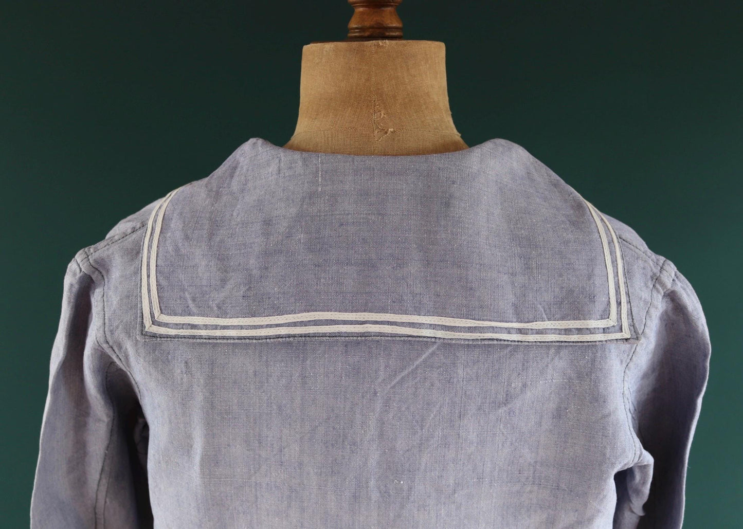 Vintage French linen shirt - 1950s Marine Nationale - Navy crackerjack bib jumper - 45” chest - military workwear - sailor top