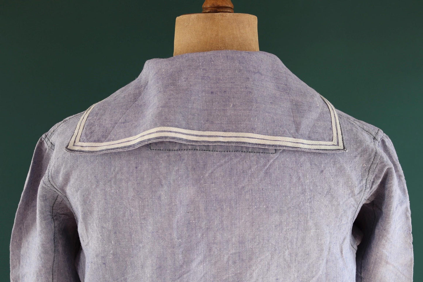 Vintage French linen shirt - 1950s Marine Nationale - Navy crackerjack bib jumper - 44” chest - military workwear - sailor top