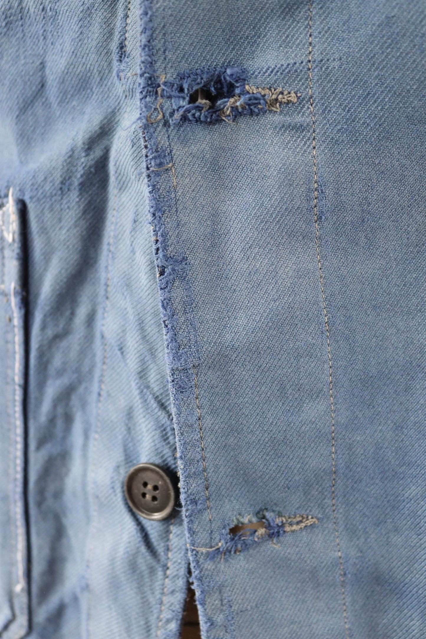 Vintage French blue workwear jacket - 1960s cotton twill - 44” chest - bleu de travail