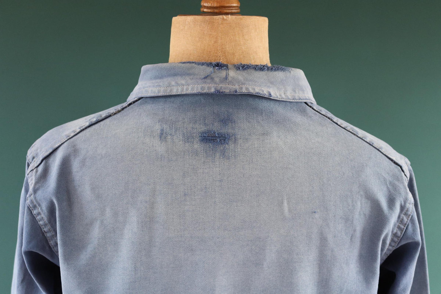 Vintage French blue workwear jacket - 1960s cotton twill - 44” chest - bleu de travail