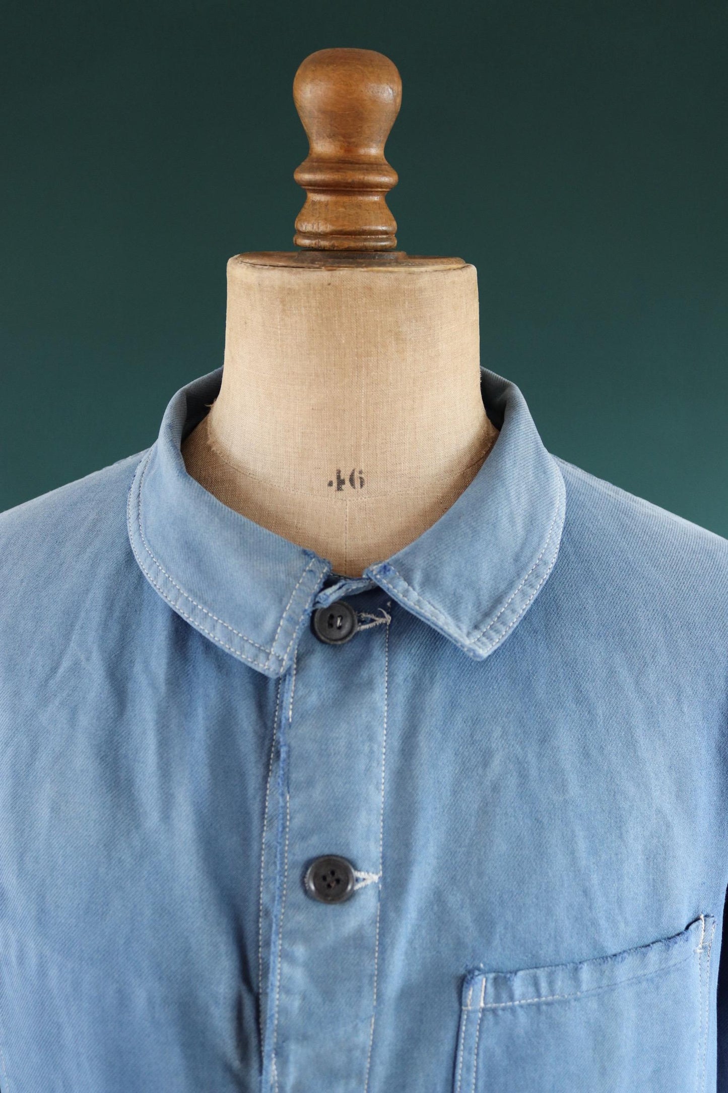 Vintage French blue workwear jacket - 1950s cotton twill - 44” chest - bleu de travail