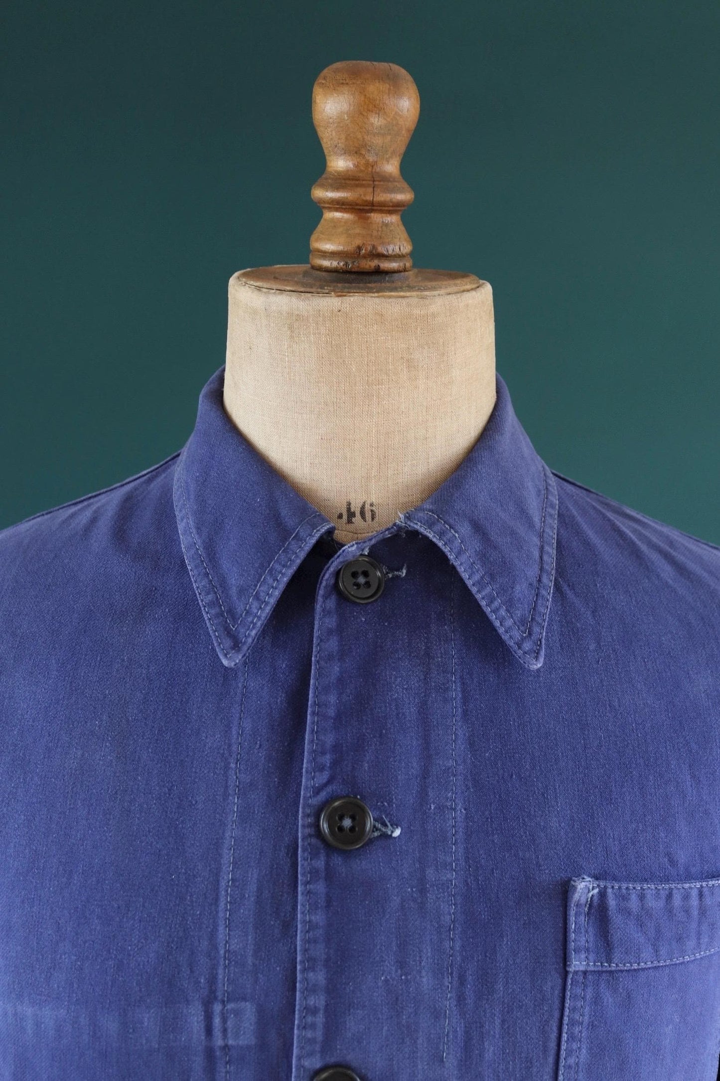 Vintage French blue workwear jacket - 1960s cotton twill - 39” chest - bleu de travail