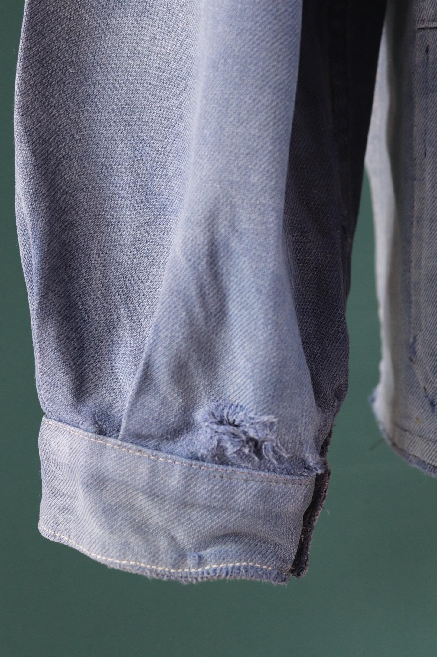 Vintage French blue workwear jacket - 1950s cotton twill - 46” chest - bleu de travail