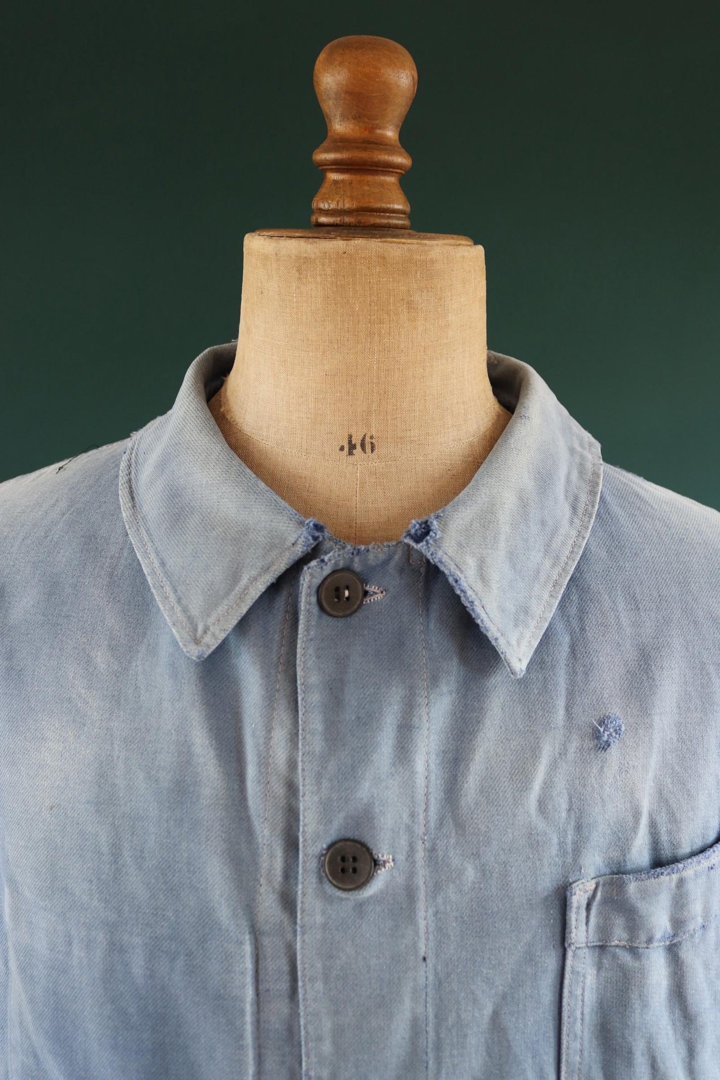 Vintage French blue workwear jacket - 1950s cotton twill - 46” chest - bleu de travail