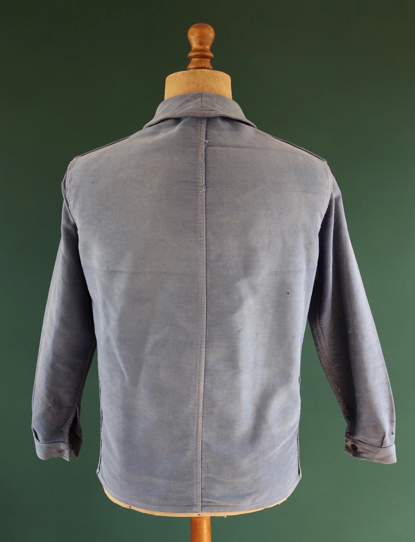 Vintage French blue moleskin workwear jacket - sun faded chore coat - 41” chest - bleu de travail