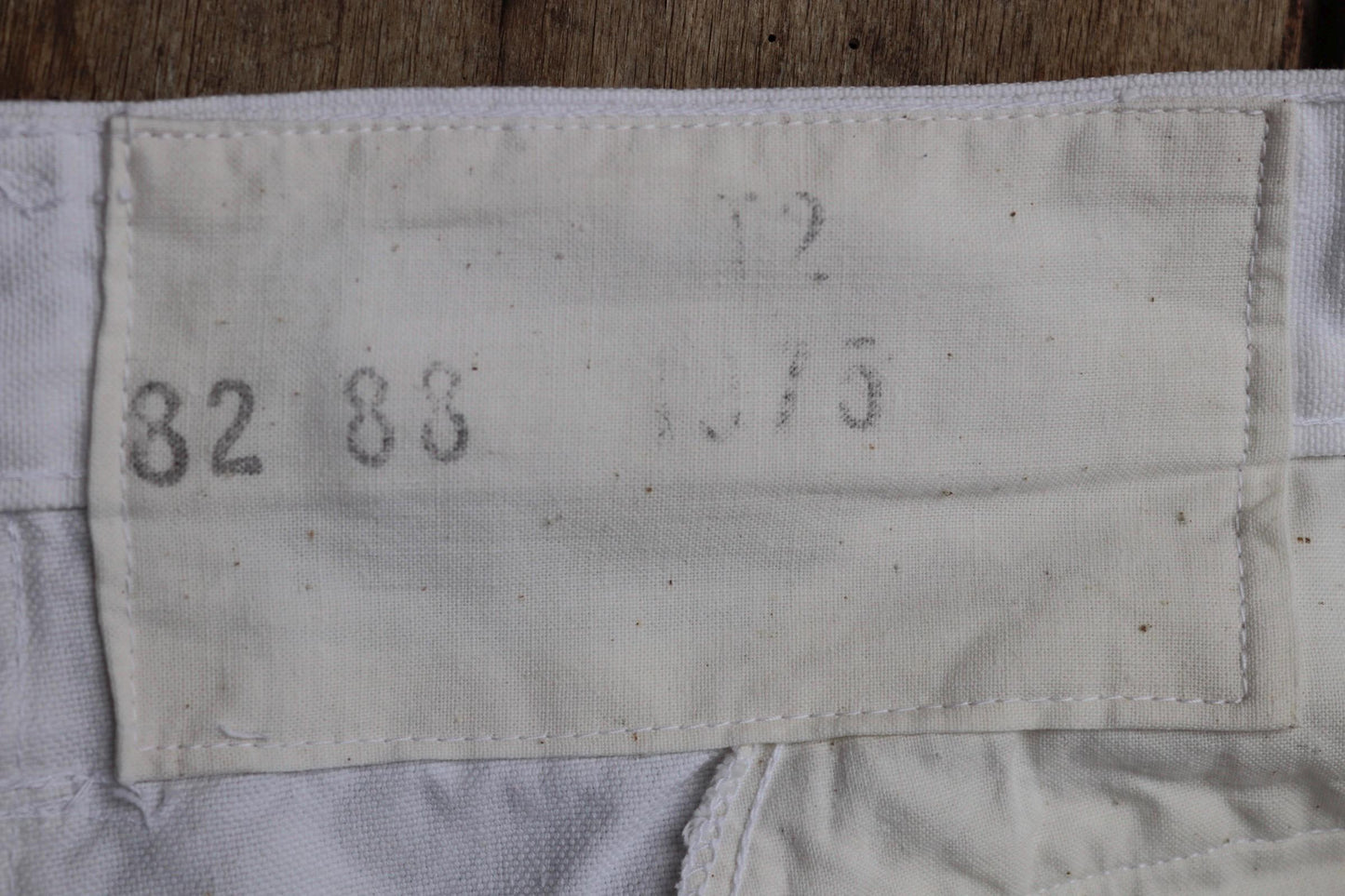 Vintage French white cotton naval trousers - 1970s wide leg pants - Marine Nationale - 33” x 31” - riviera beach