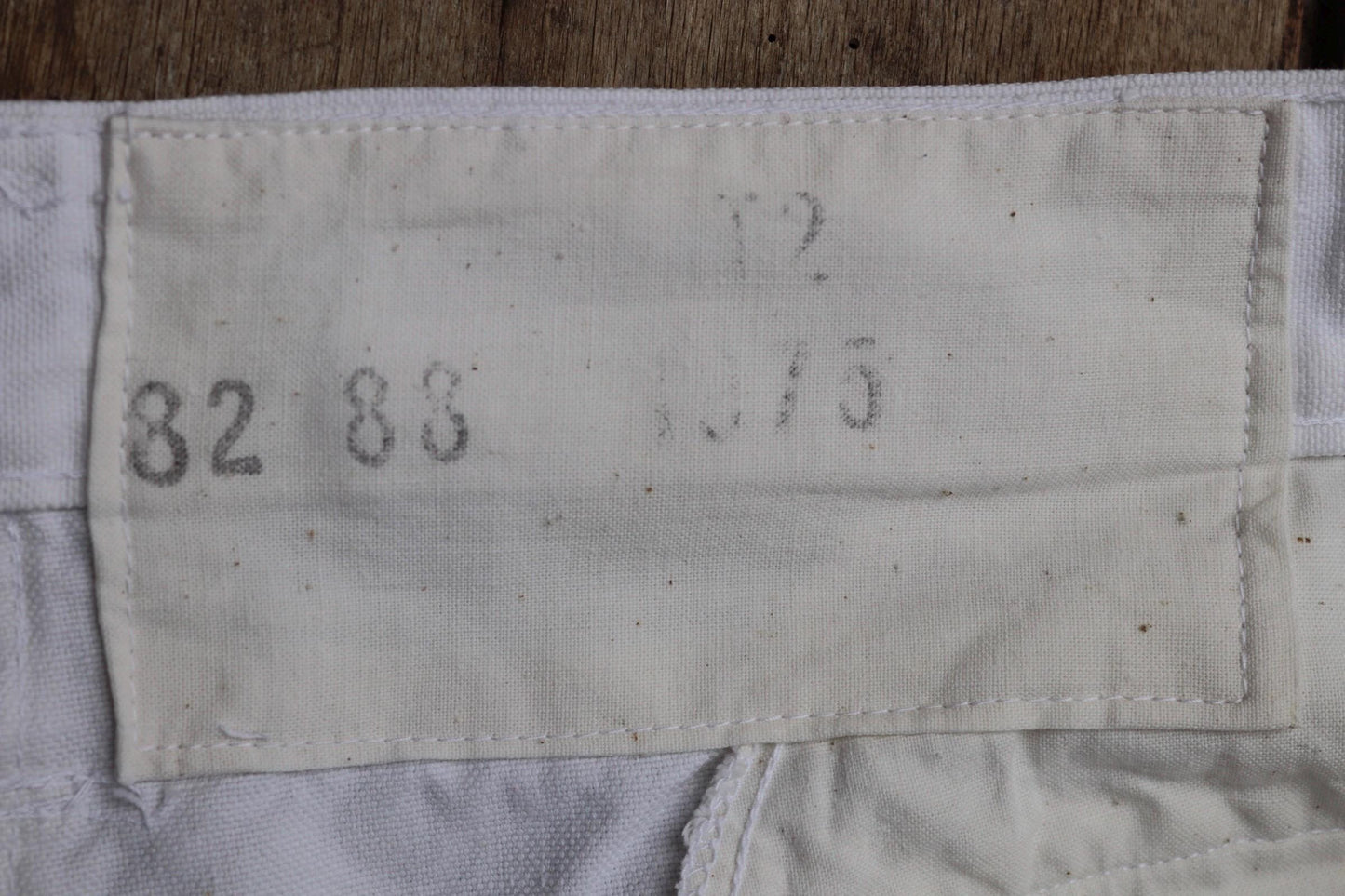 Vintage French white cotton naval trousers - 1970s wide leg pants - Marine Nationale - 33” x 31” - riviera beach