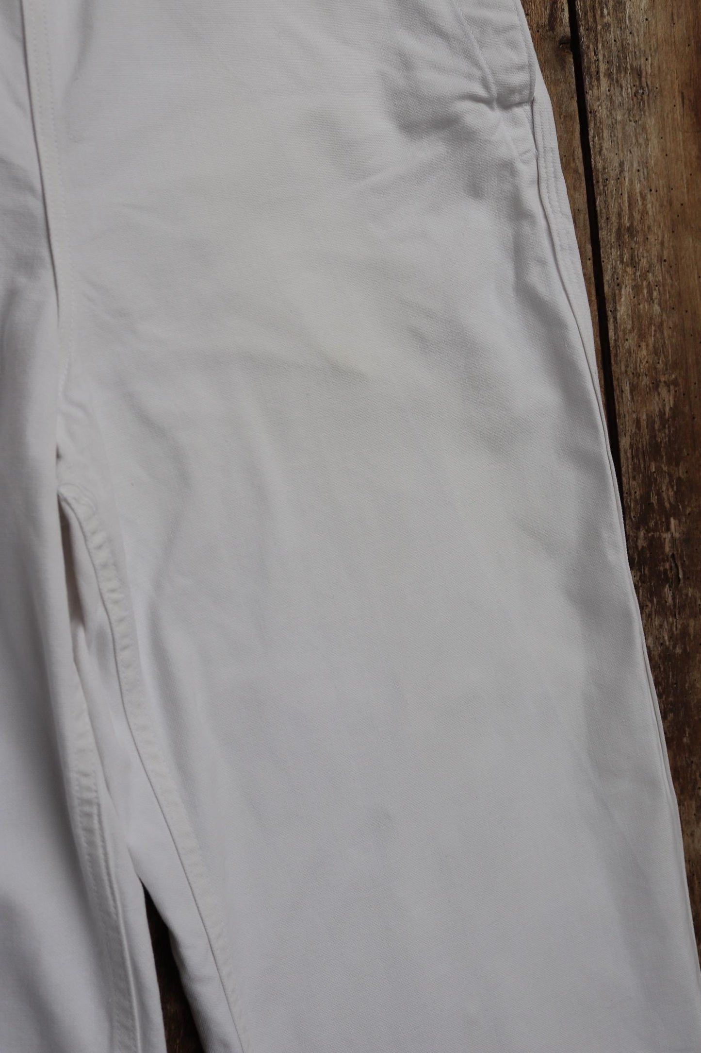 Vintage French white cotton naval trousers - 1970s wide leg pants - Marine Nationale - 33” x 31” - riviera beach