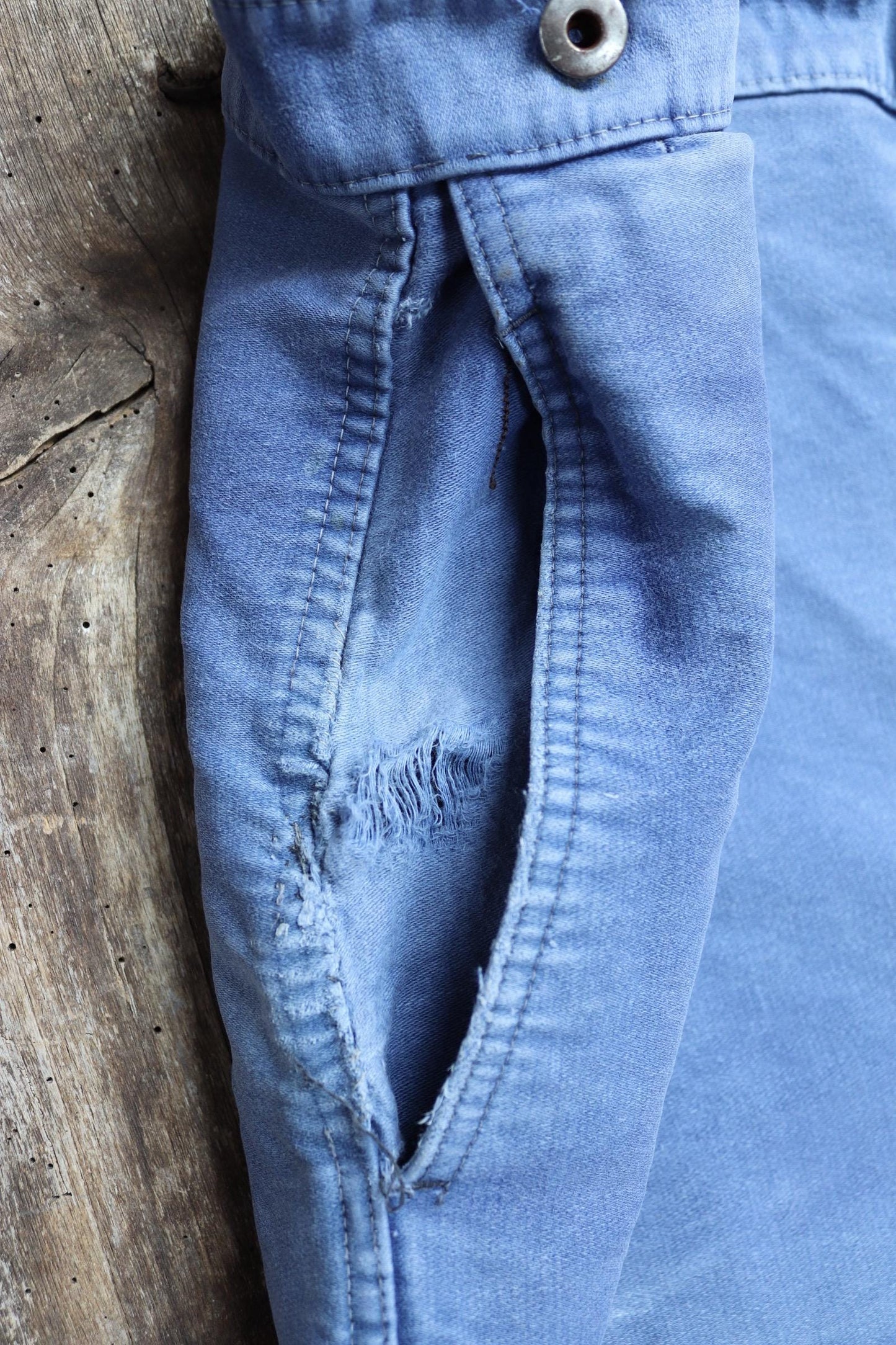 Vintage 1950s French workwear trousers - Le Mont St Michel chore pants - blue moleskin - 39” x 26”