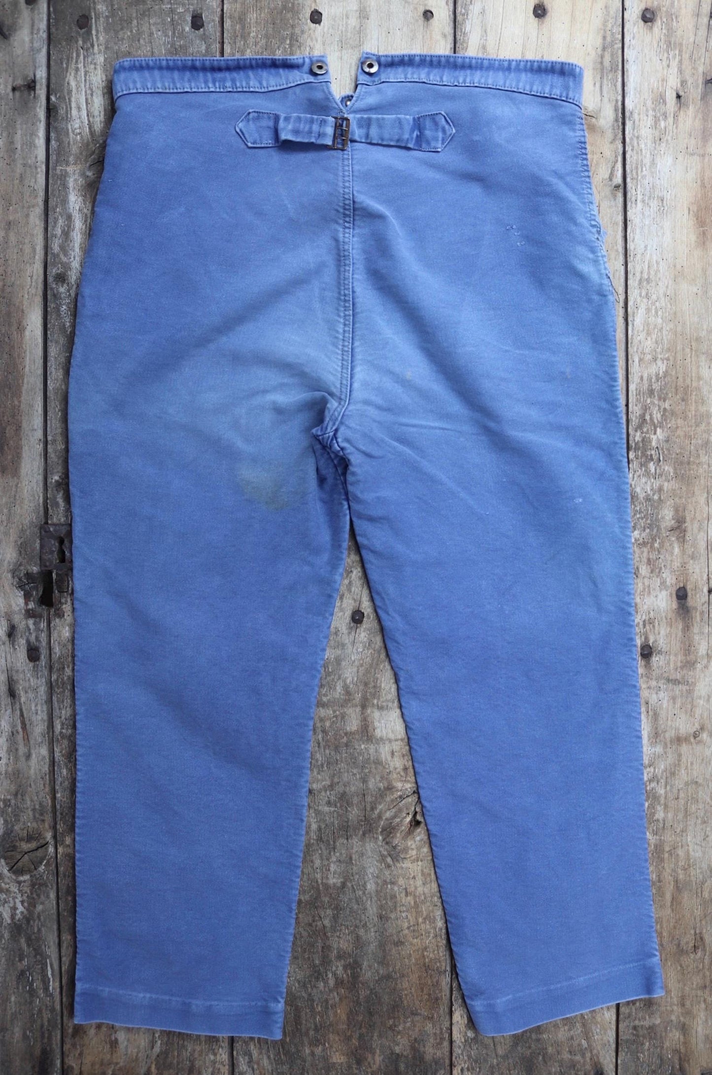 Vintage 1950s French workwear trousers - Le Mont St Michel chore pants - blue moleskin - 39” x 26”