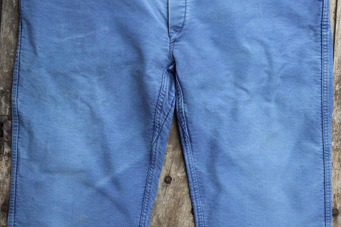 Vintage 1950s French workwear trousers - Le Mont St Michel chore pants - blue moleskin - 39” x 26”