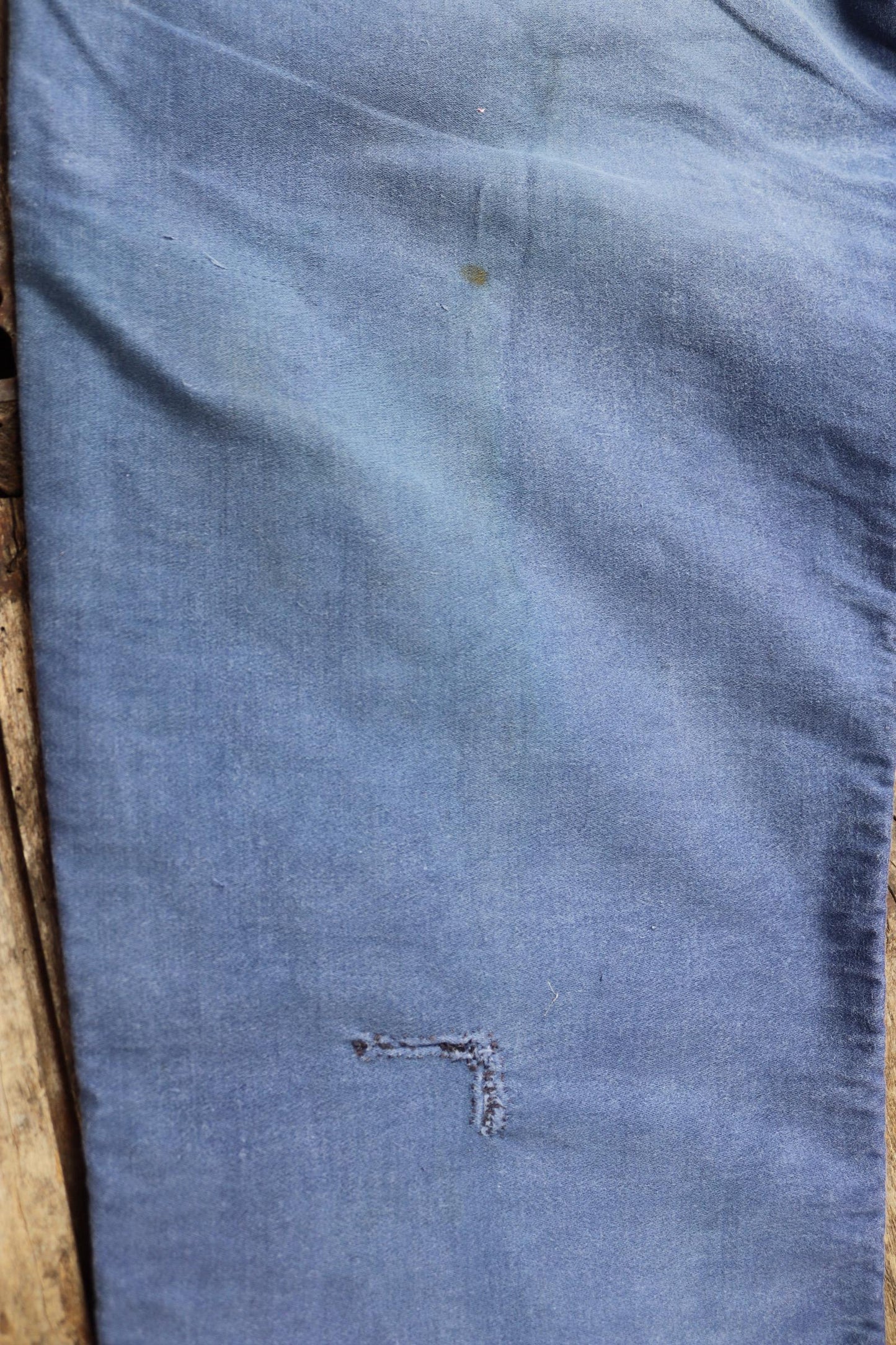 Vintage 1950s 60s French indigo blue moleskin cotton workwear trousers - chore pants - 32” x 26”