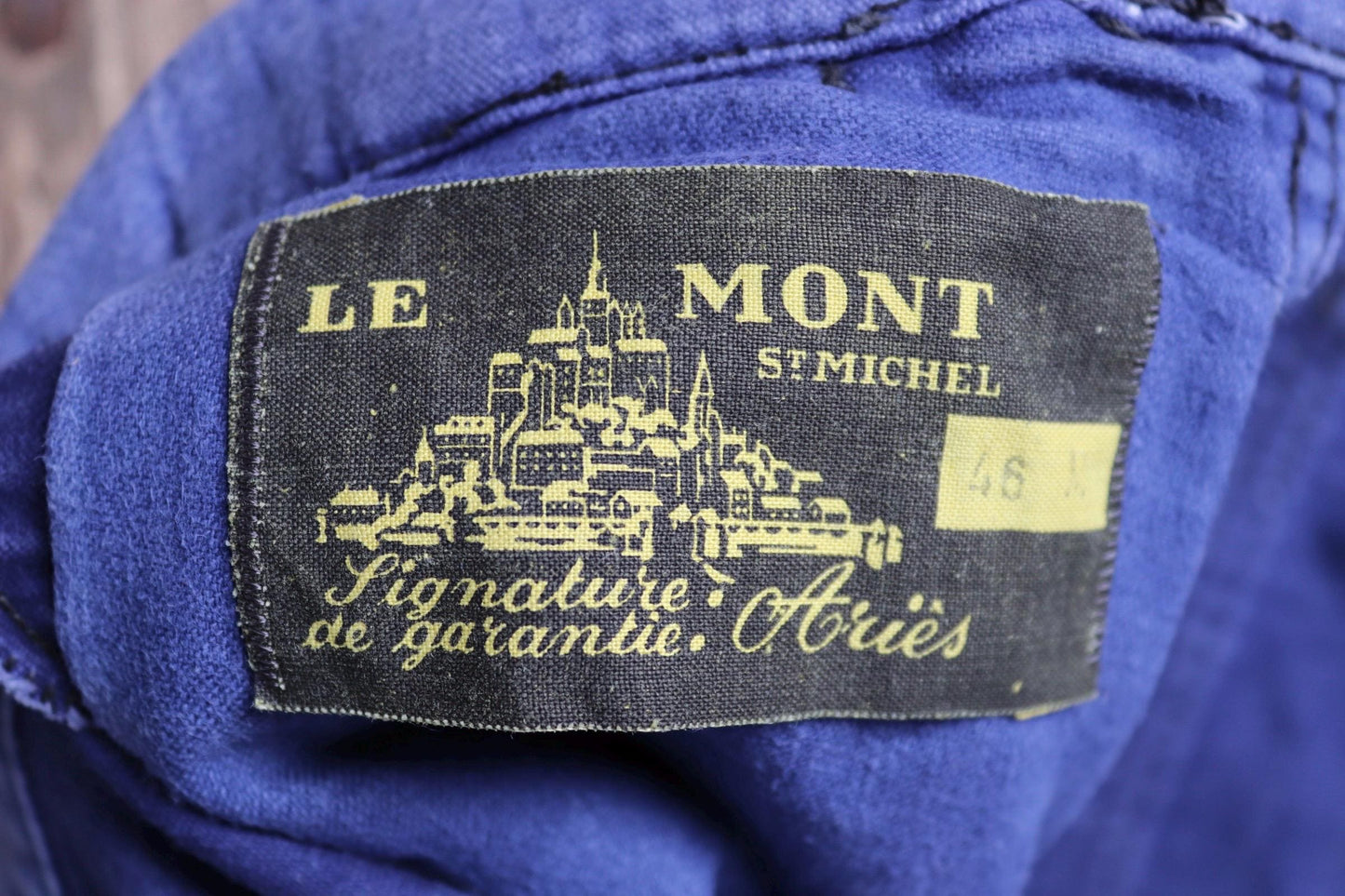 Vintage 1950s French workwear trousers - Le Mont St Michel chore pants - blue moleskin - 34” x 27”