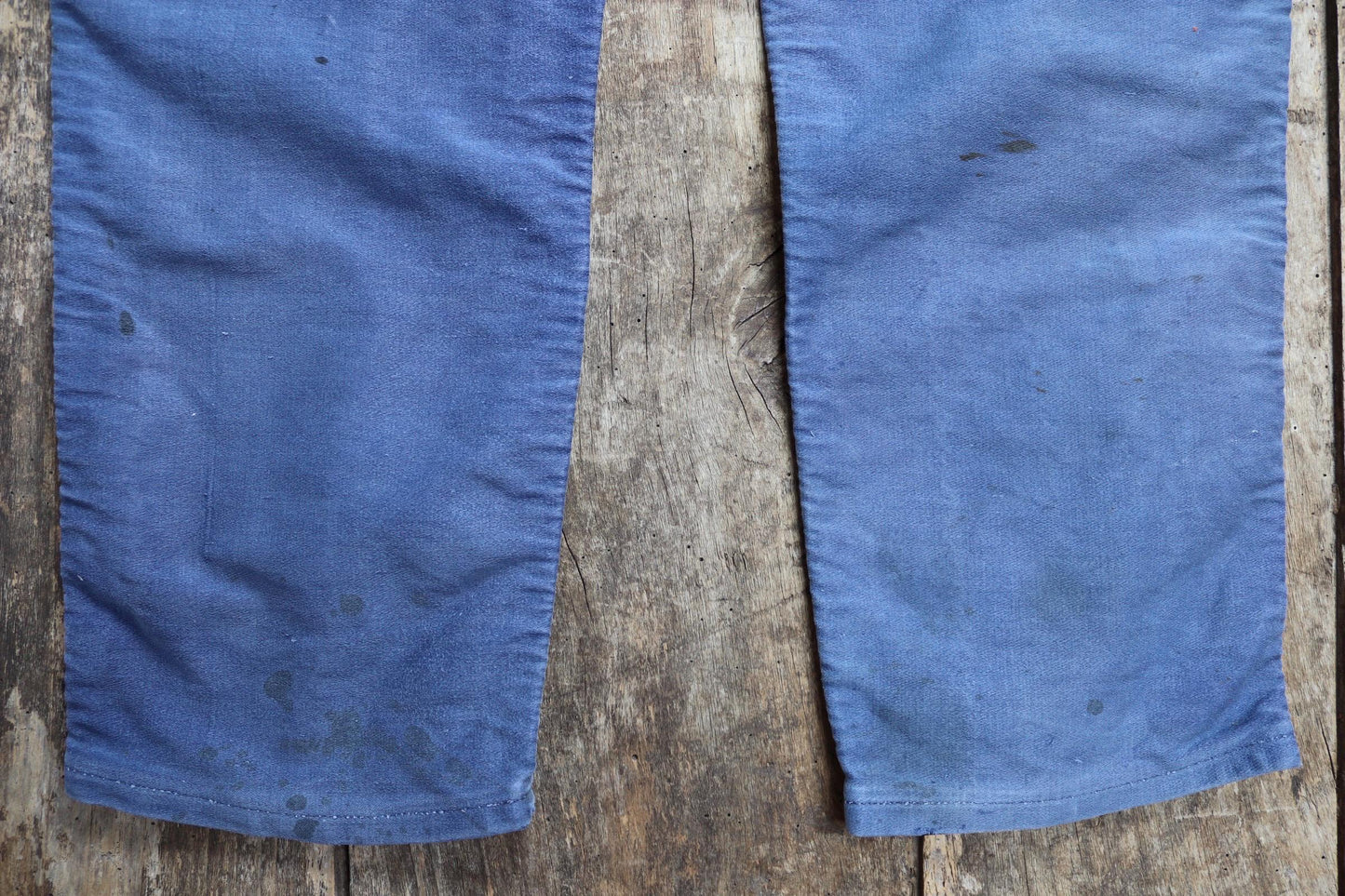 Vintage 1950s French workwear trousers - Le Mont St Michel chore pants - blue moleskin - 34” x 27”