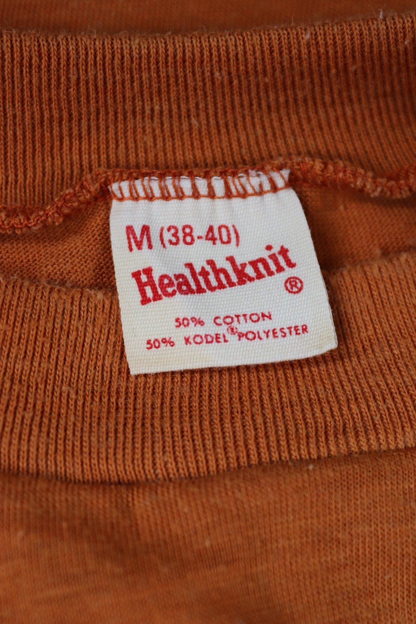 Vintage 1970s Healthknit pocket t shirt - rust orange tee - 32” chest