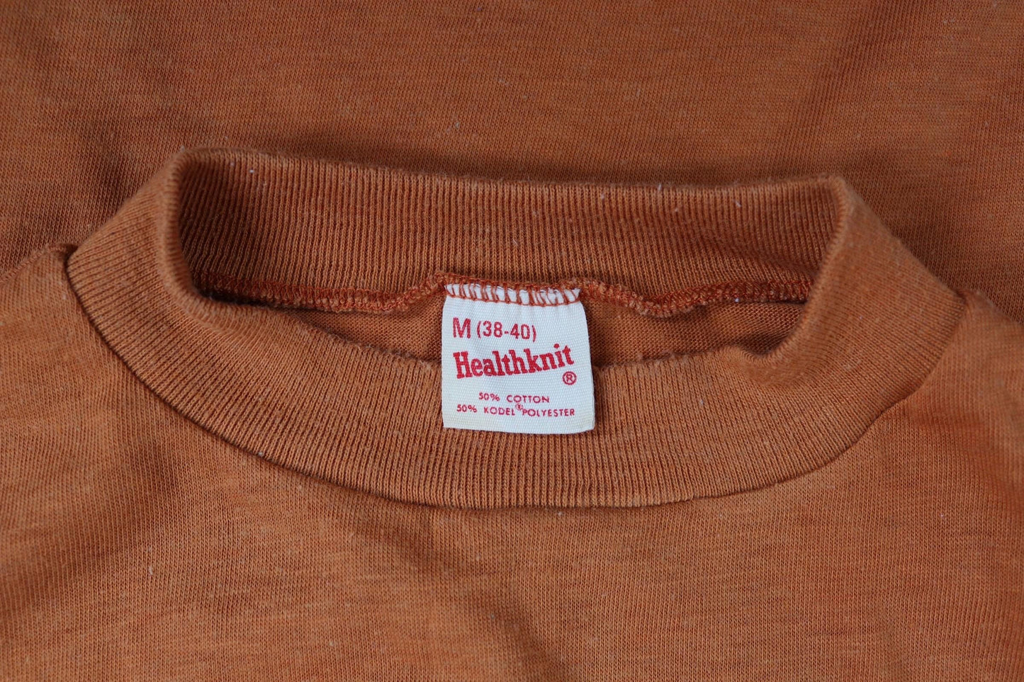 Vintage 1970s Healthknit pocket t shirt - rust orange tee - 32” chest