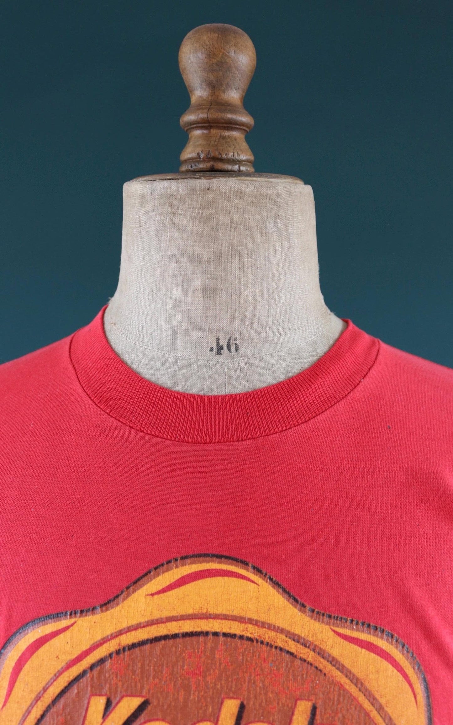 Vintage 1990s red Kodak t shirt - paint splattered - 40” chest