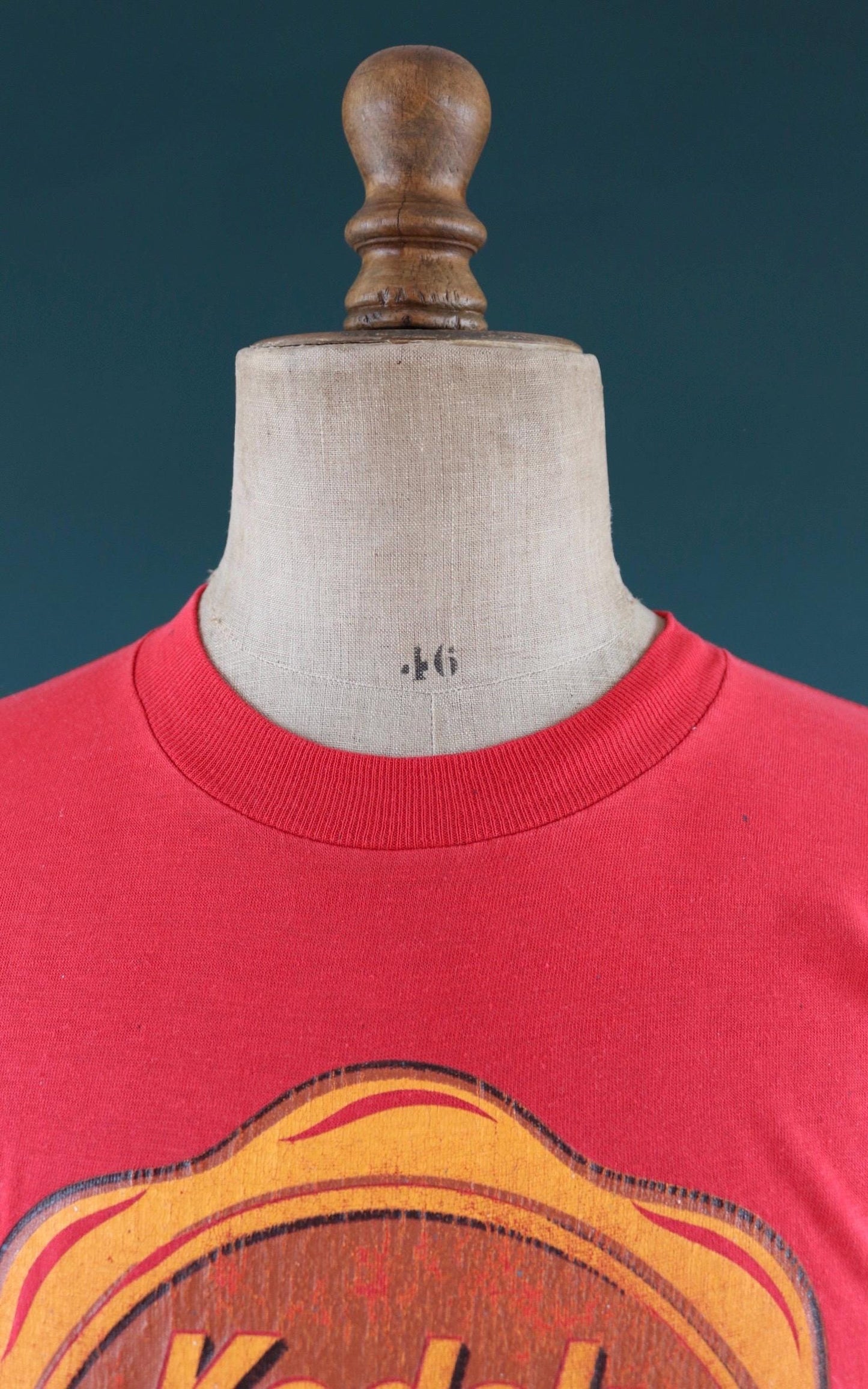 Vintage 1990s red Kodak t shirt - paint splattered - 40” chest