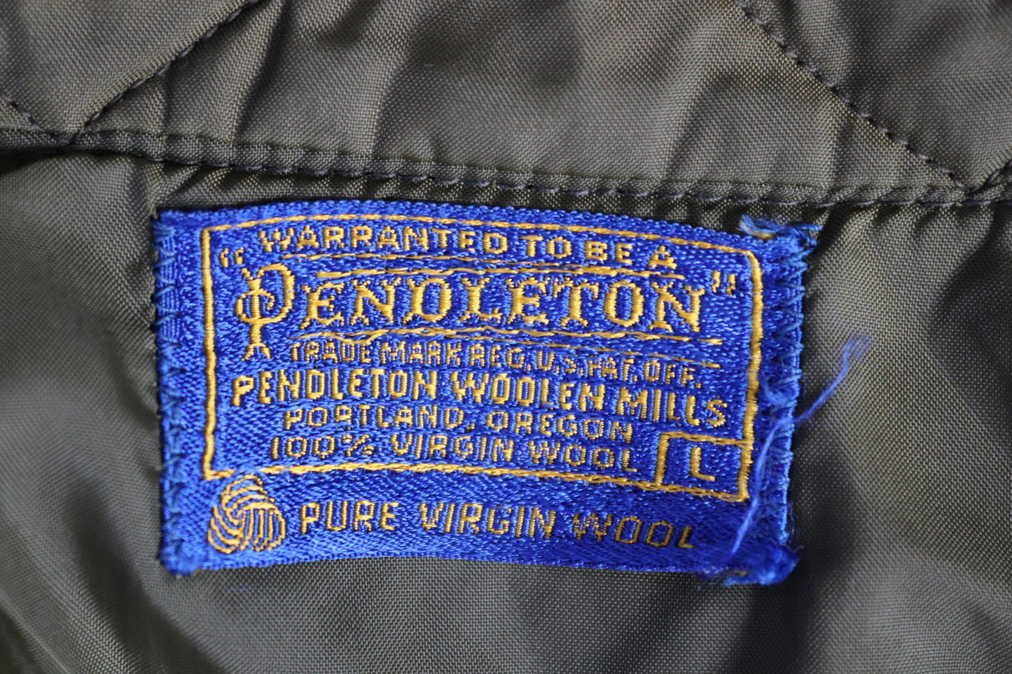 Vintage 1970s 80s Pendleton wool shirt - olive green dogtooth check - Ivy League style - 44” chest
