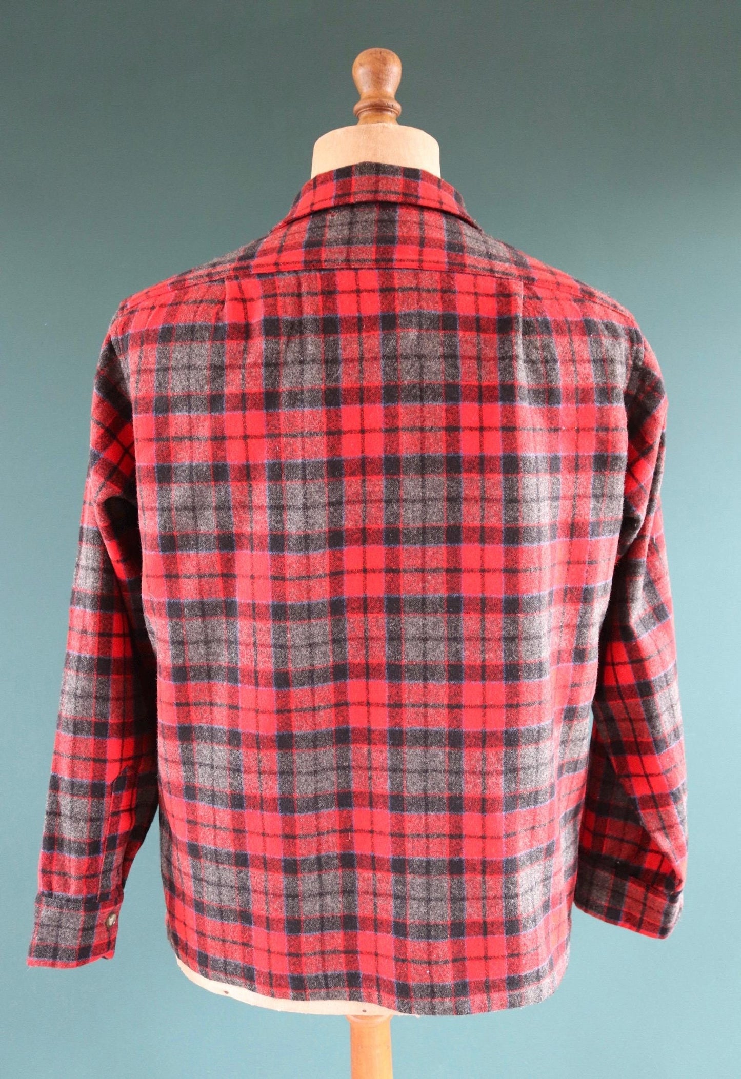 Vintage 1950s Pendleton wool board shirt - red plaid - 44” chest