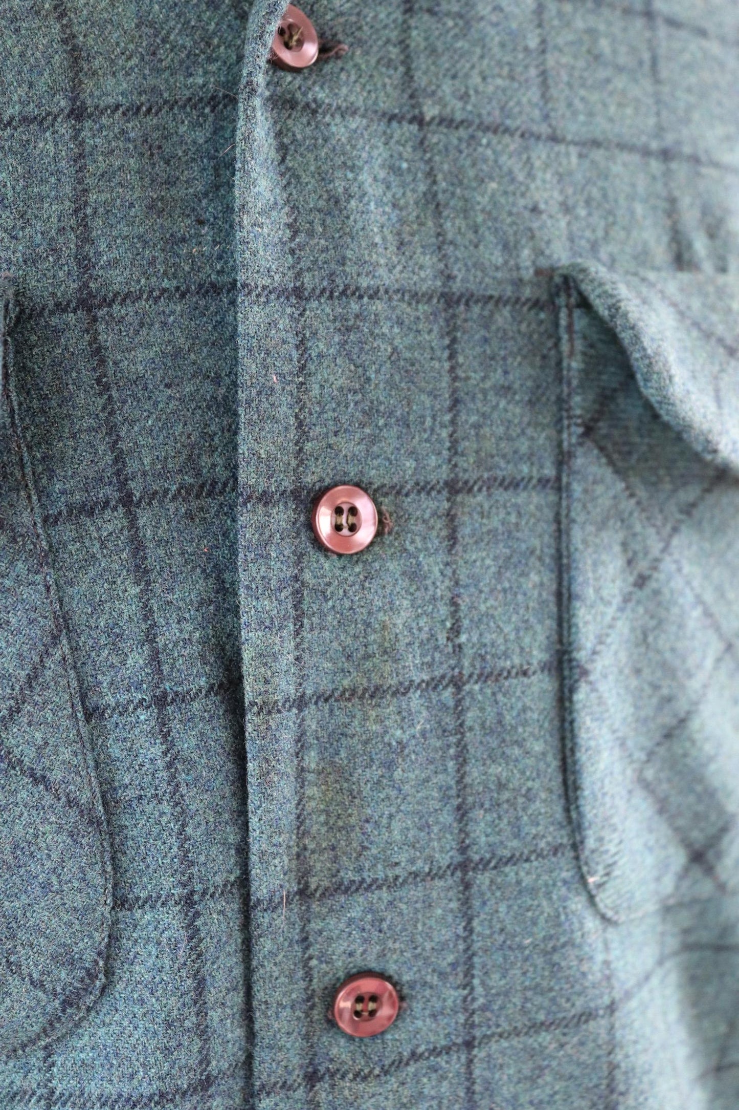 Vintage 1980s Pendleton wool board shirt - teal blue plaid - 42” chest