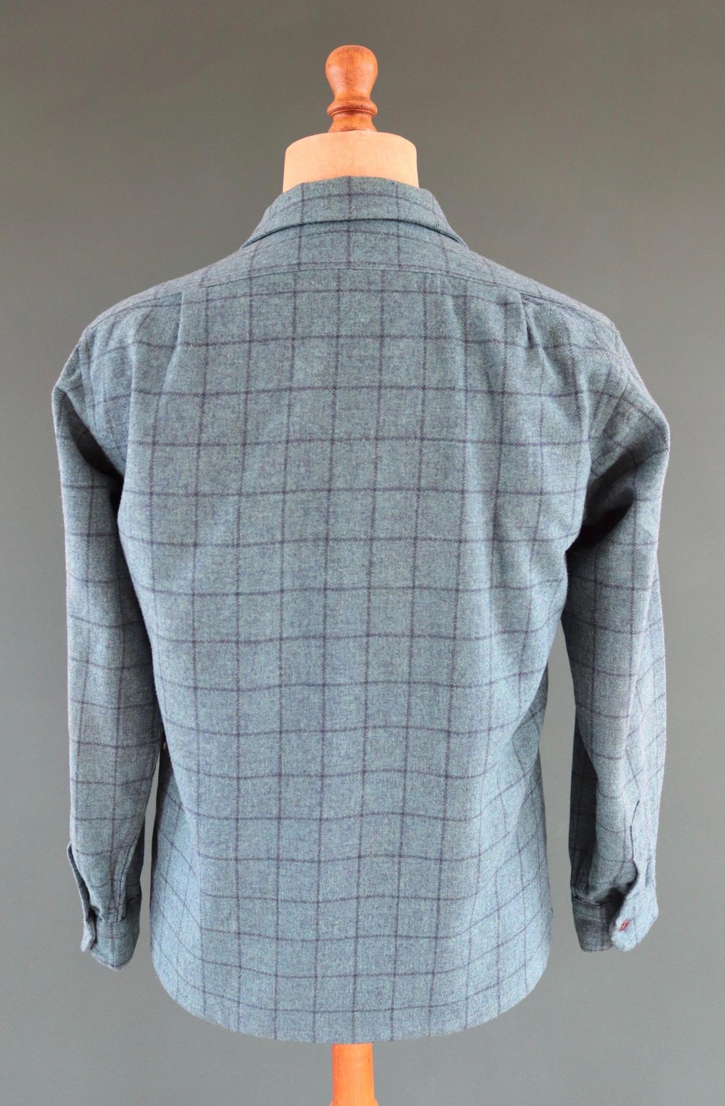 Vintage 1980s Pendleton wool board shirt - teal blue plaid - 42” chest
