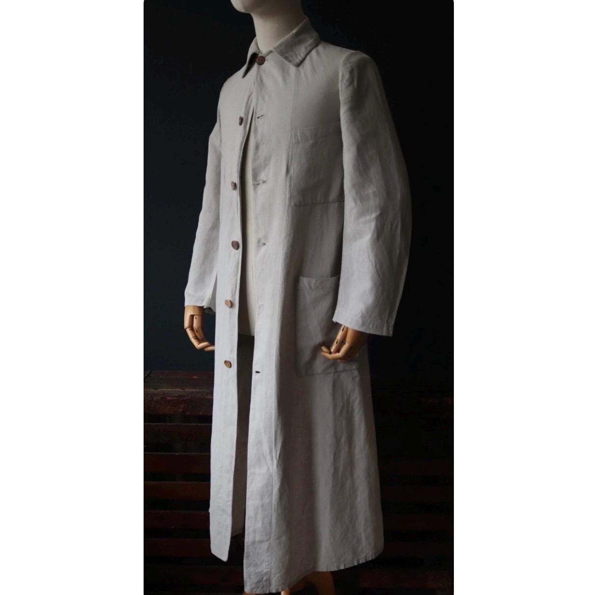 Antique French workwear jacket - vintage linen duster chore coat - 1920s 30s overalls - 36” chest