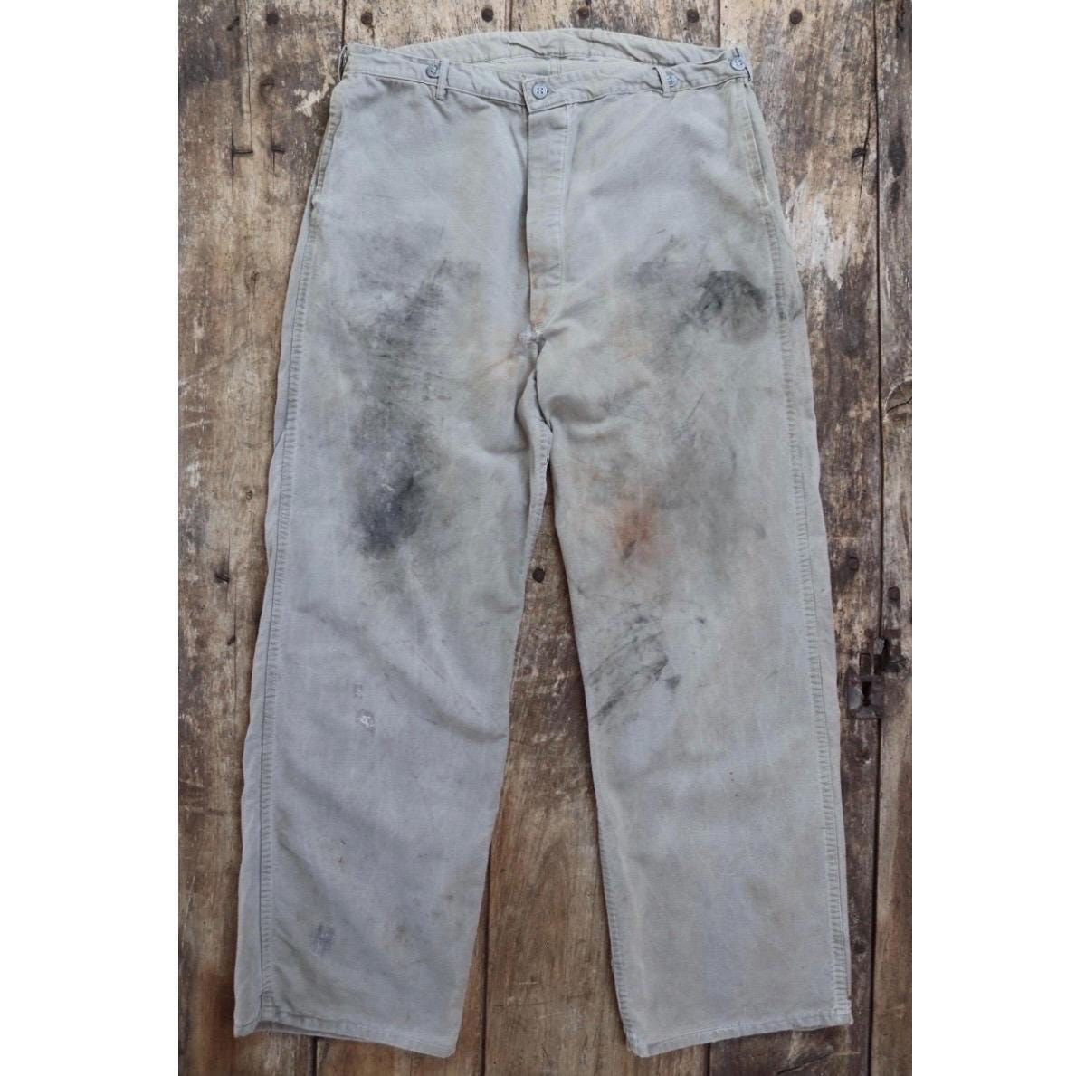 Vintage 1940s 1950s Swedish workwear trousers - military utility pants - buckle back - 36” x 31”