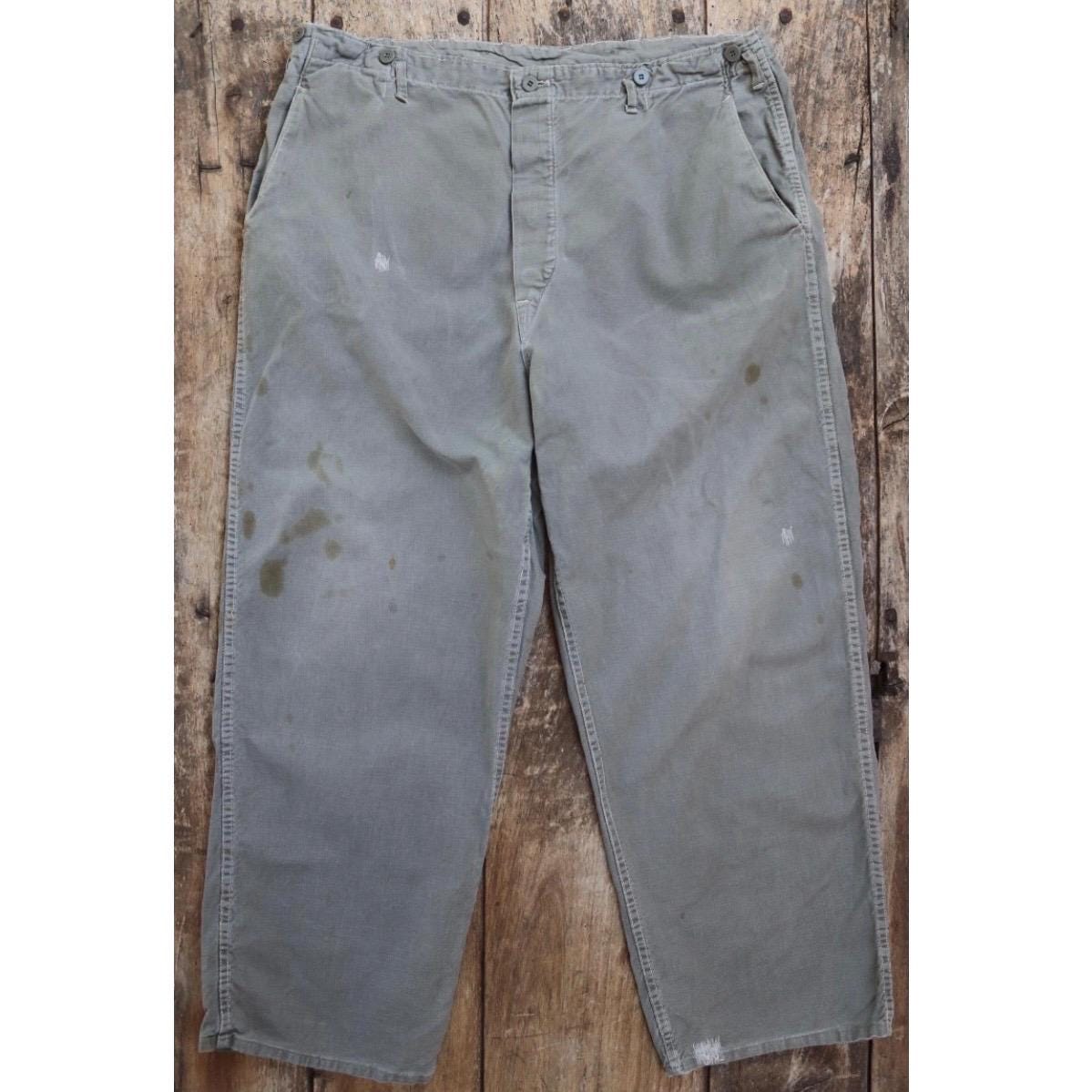 Vintage 1950s 60s workwear trousers - Swedish military utility pants - cotton twill - 41” x 30”