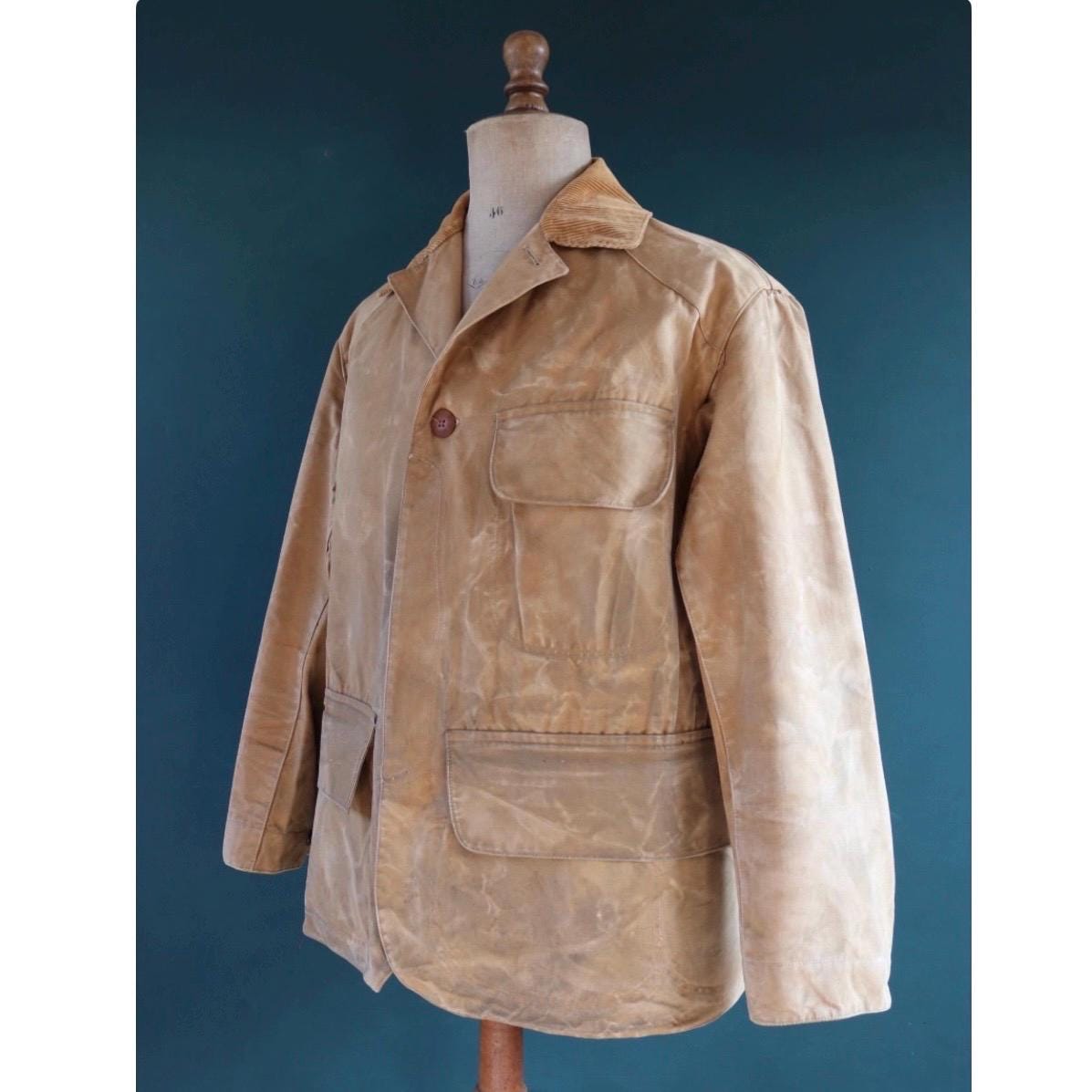n*e様 〜30s brown linen hunting coat Vintage 1930s Duxbak Utica hunting jacket - brown duck cotton