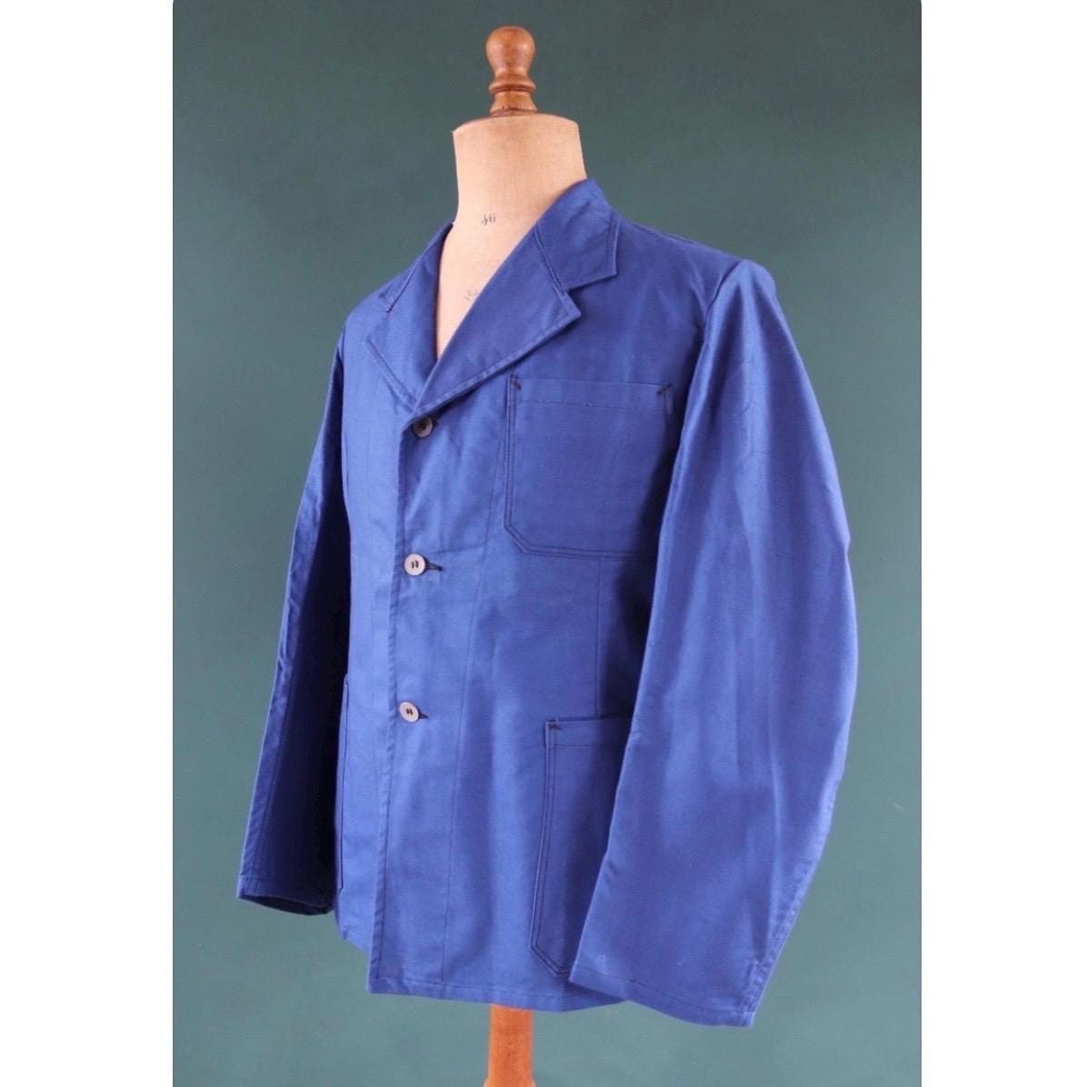 Vintage WW2 workwear jacket - 1940s deadstock - Swedish military hospital - indigo blue cotton twill chore - 41” chest