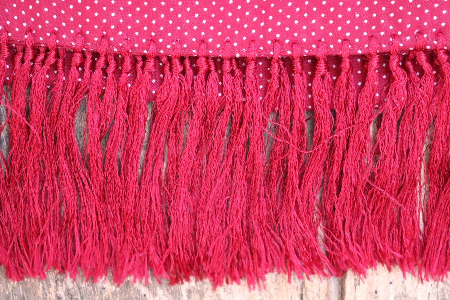 Vintage 1960s Tootal tasseled scarf - burgundy red - mod northern soul - made in England