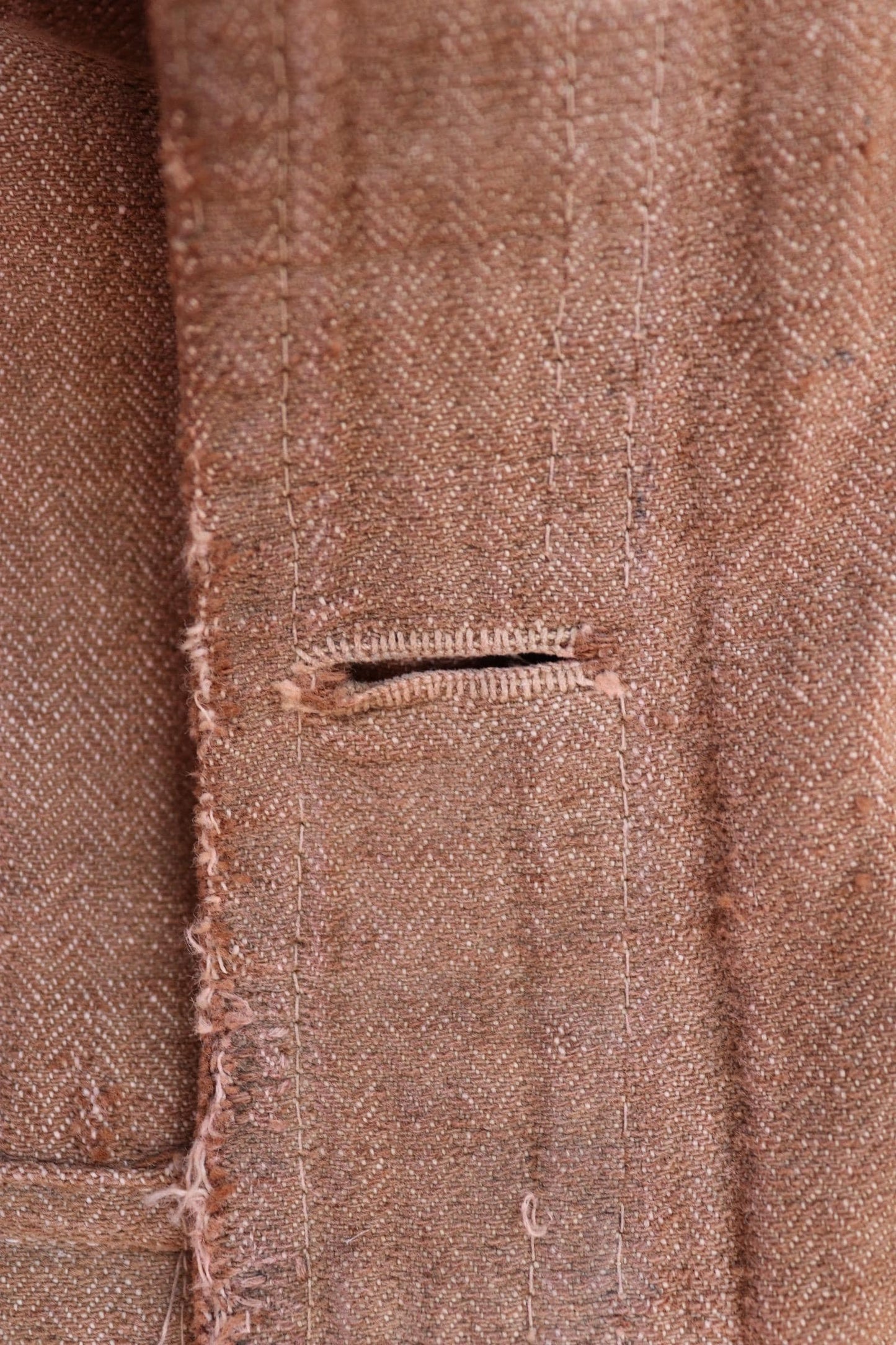 Antique 1800s French workwear jacket - 1900s herringbone linen - military bourgeron - hand repaired - 34” chest