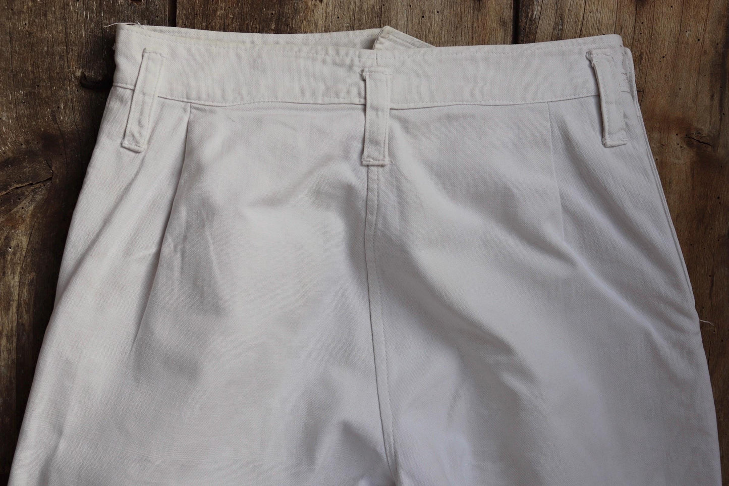 Vintage 1950s French white cotton flares - Marine Nationale trousers - military pants - bell bottoms - 28” x 30”
