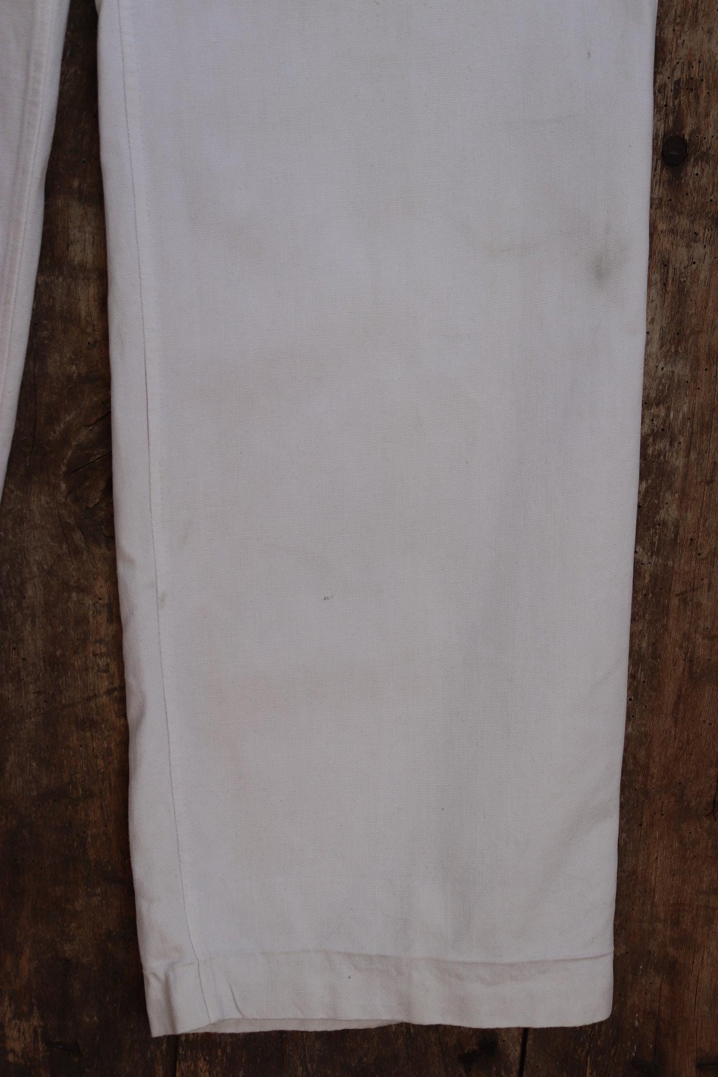 Vintage 1950s French white cotton flares - Marine Nationale trousers - military pants - bell bottoms - 28” x 30”
